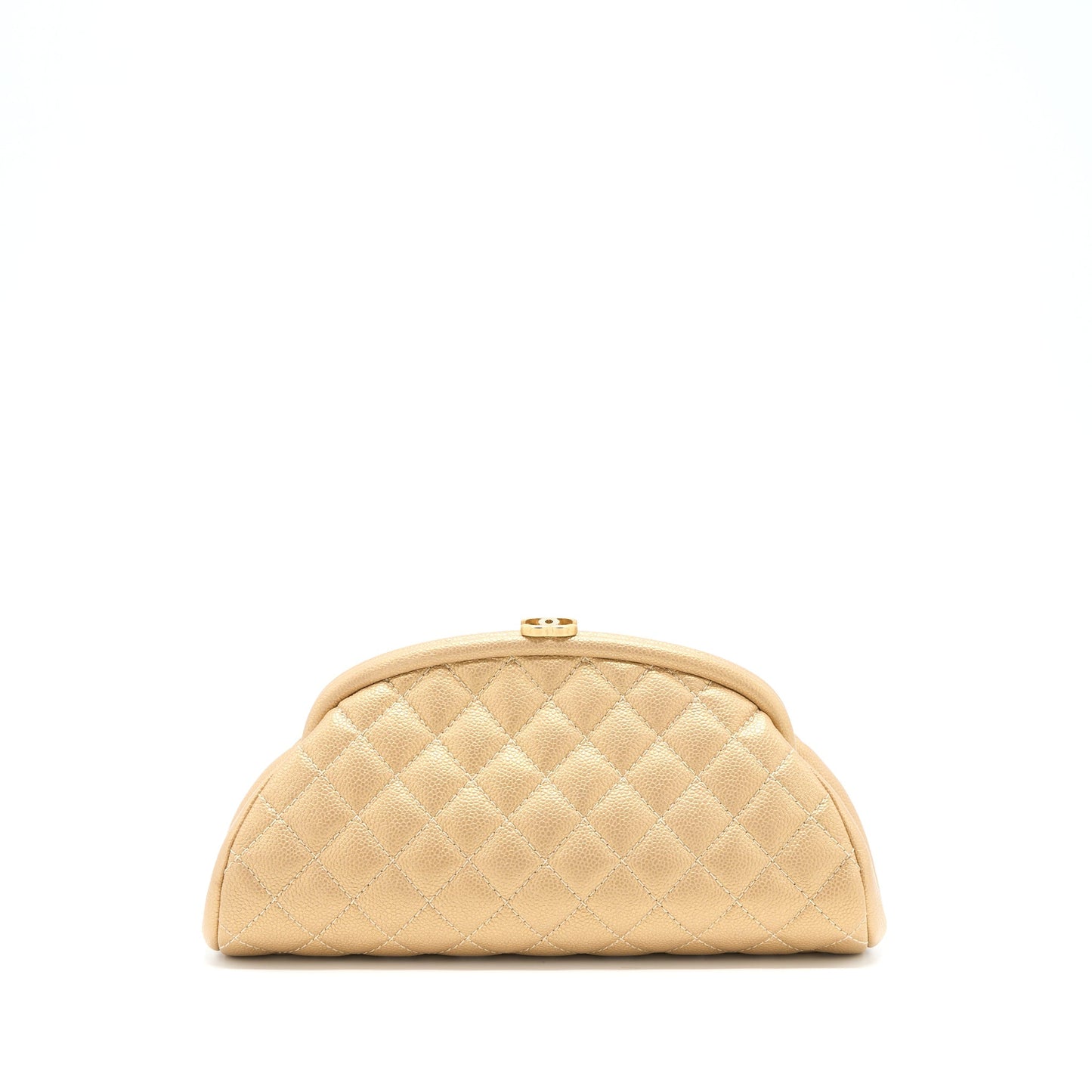 Chanel Timeless Caviar Brushed GHW Gold Clutch Bag