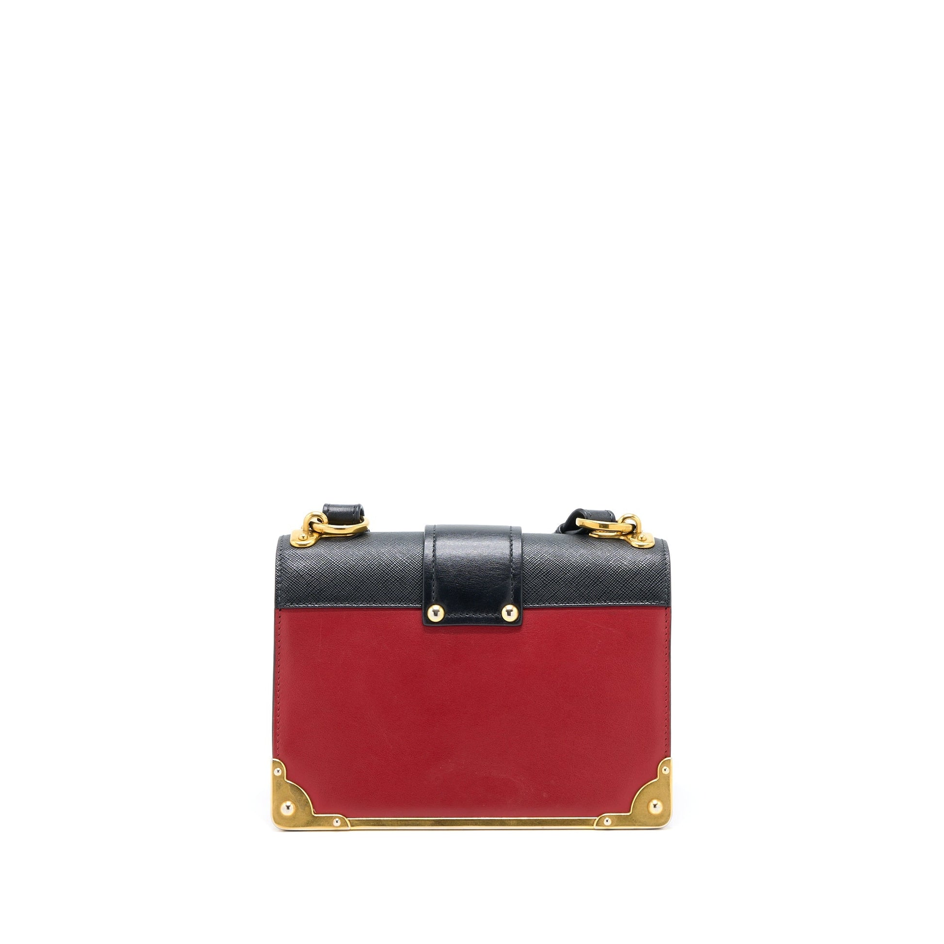 Prada Cashier Purse Calfskin Handbag Black Red Travel Bag