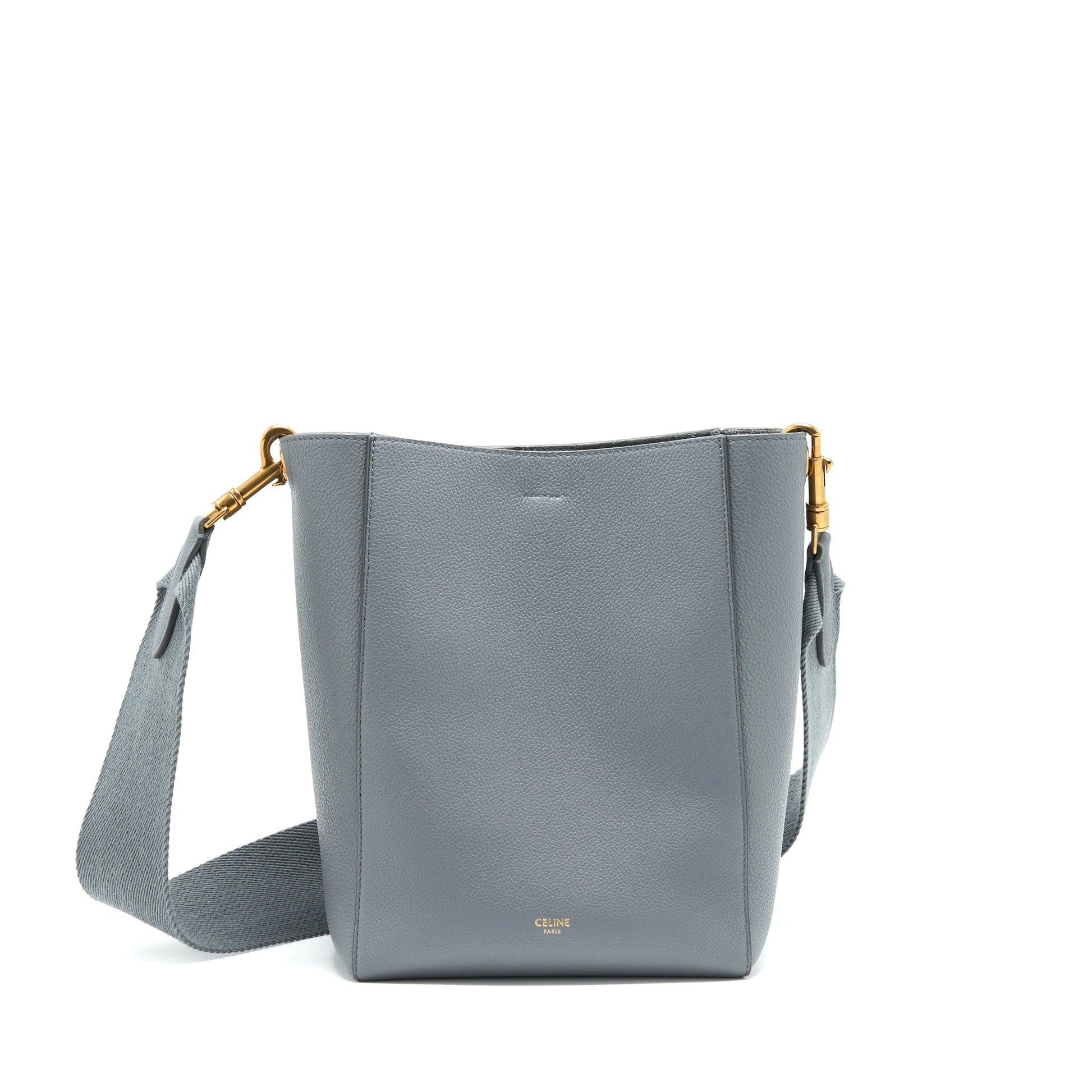 Celine Sangle Purse Grey Handbag Small Bucket Bucket Bag
