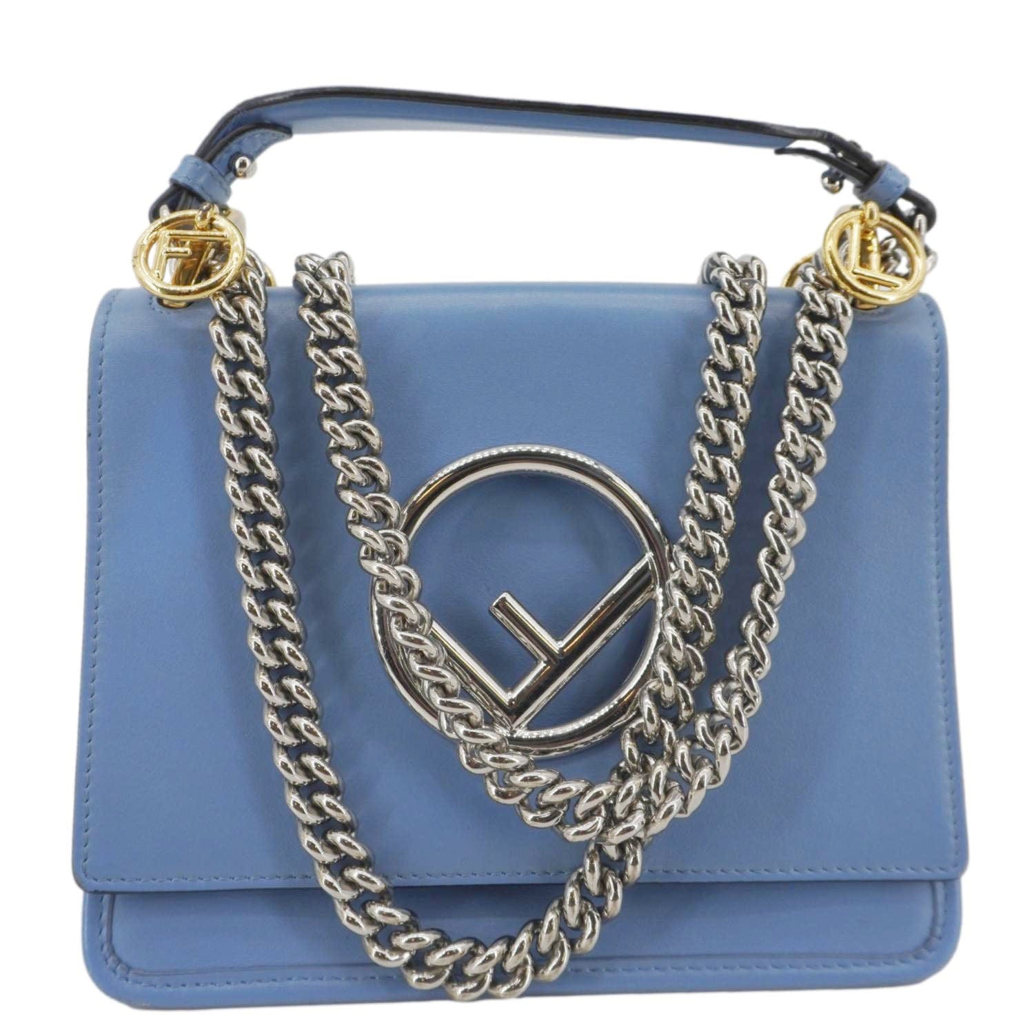 Fendi Kan Crossbody Bag Leather Blue Small