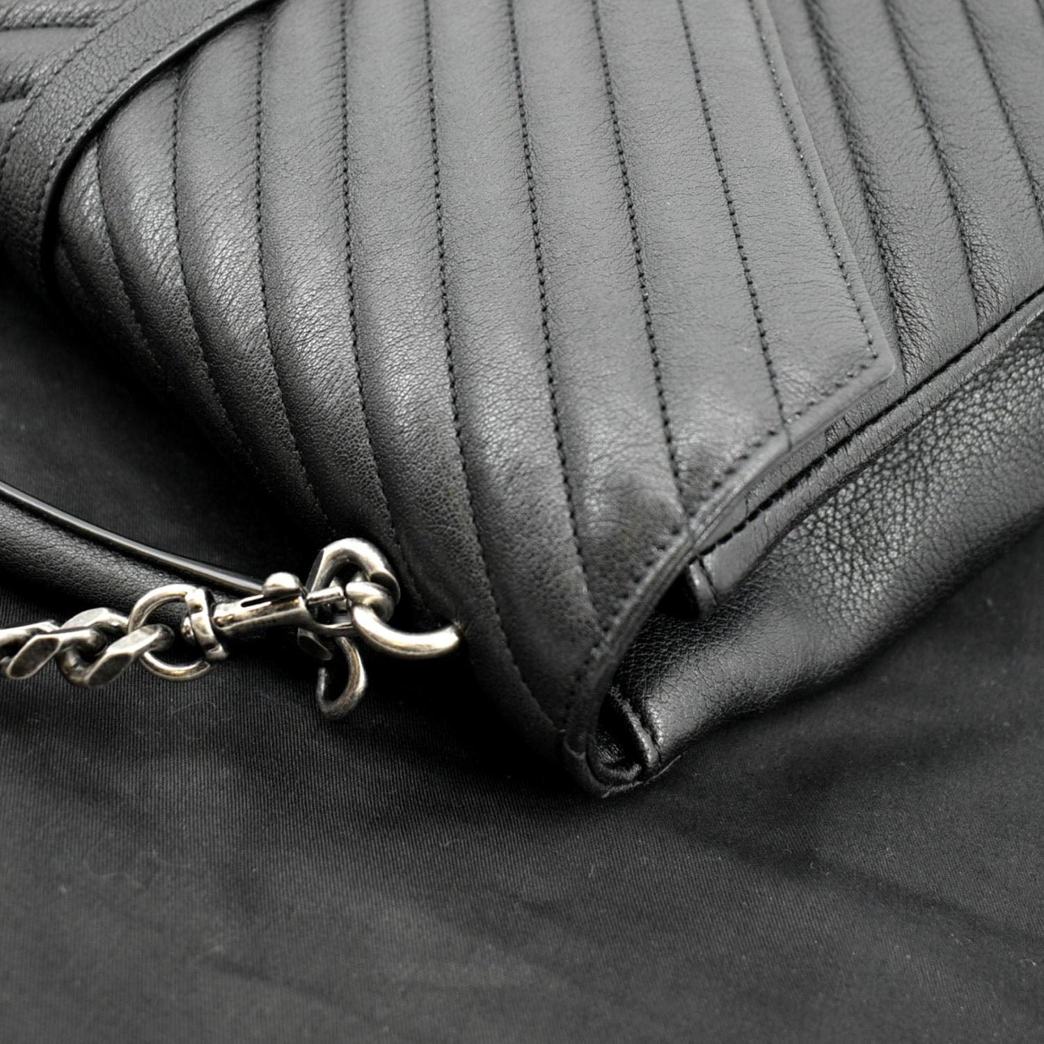 YSL Saint Laurent Yves College Shoulder Bag Leather Lambskin Black