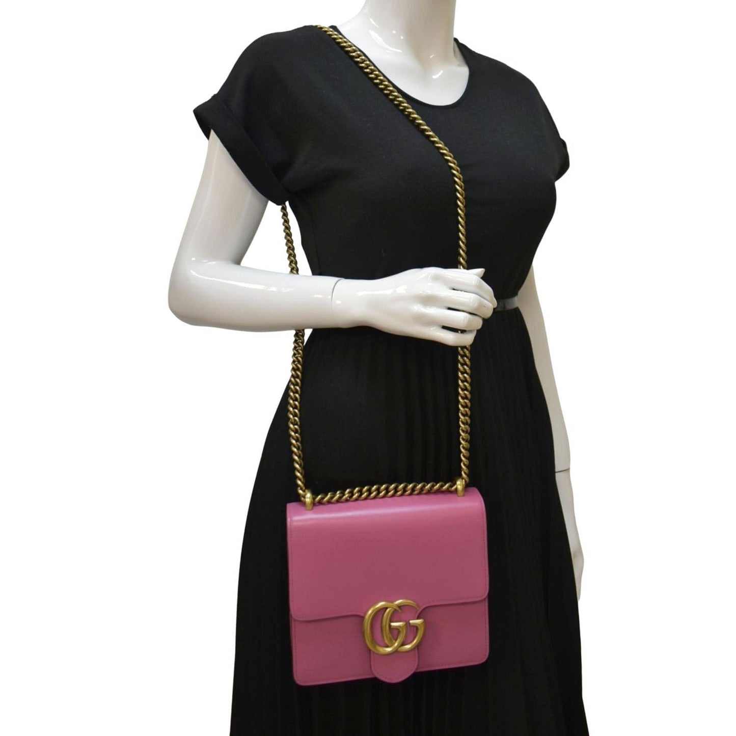 Gucci Interlocking Shoulder Bag Leather Pink