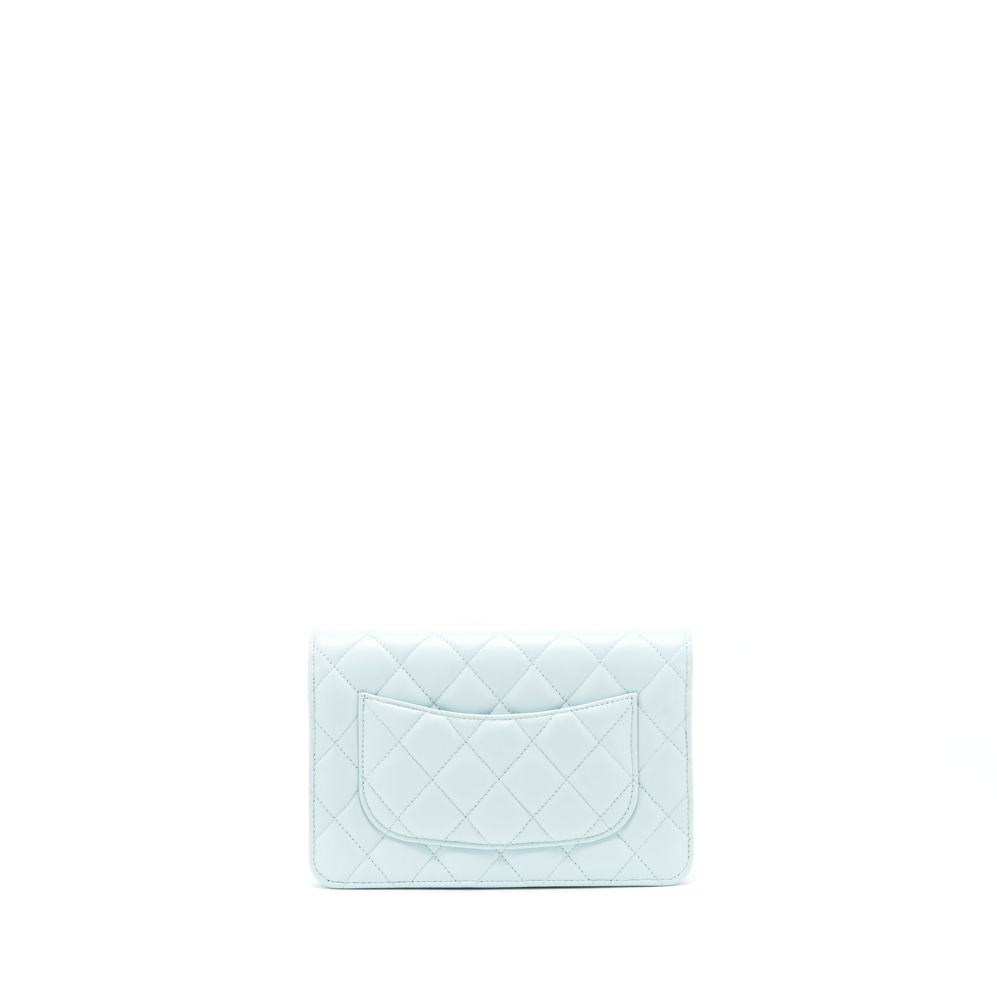 Chanel Ribbon on lambskin light LGHW Blue Wallet Case