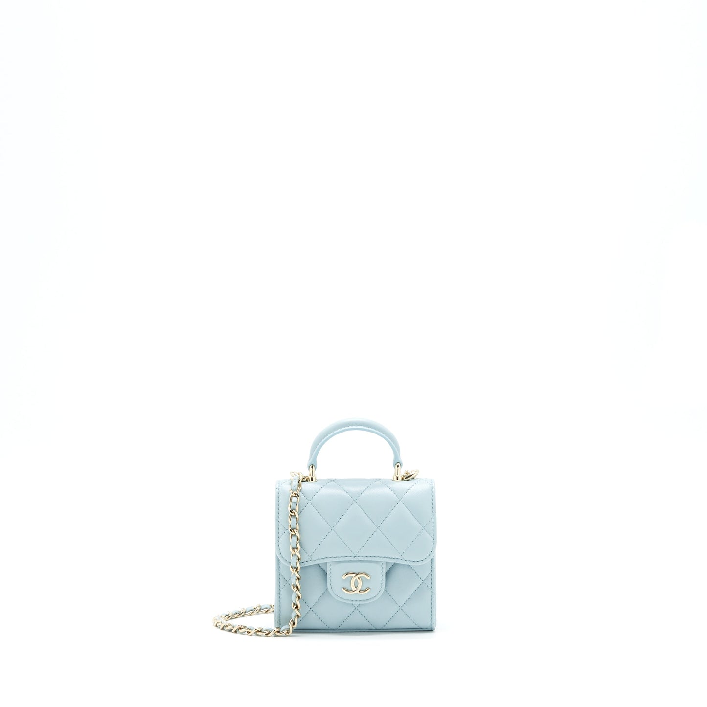 Chanel 22P top Handle Vanity on Lambskin Blue Mini Bag