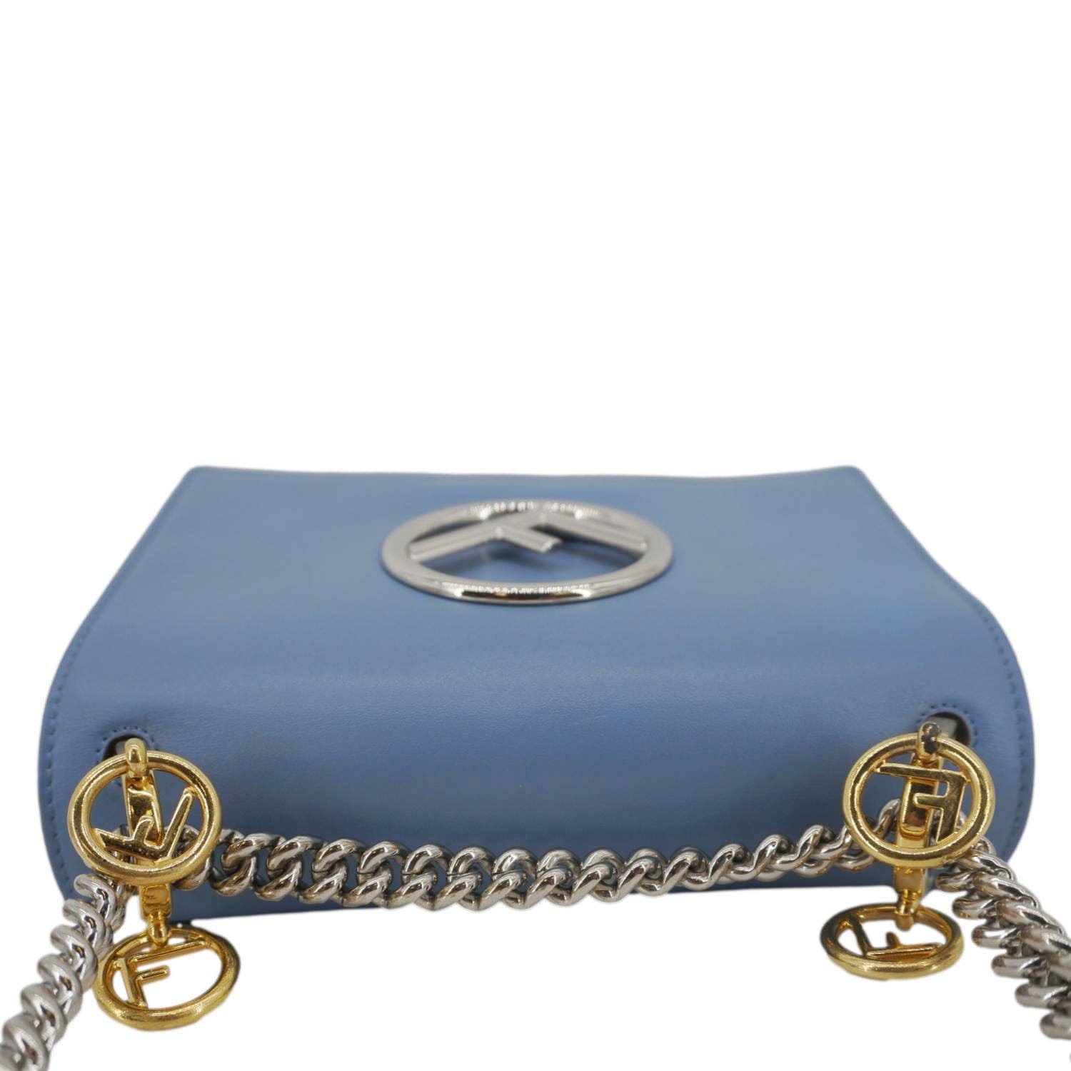 Fendi Kan Crossbody Bag Leather Blue Small