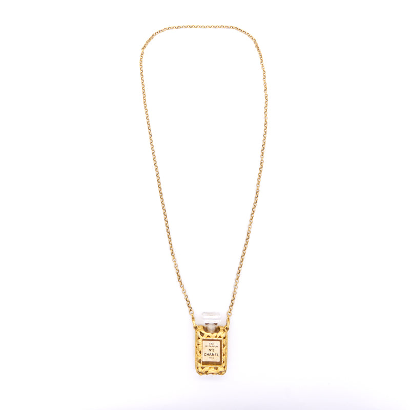 Chanel   CC Logos Gold Chain Perfume Pendant Necklace