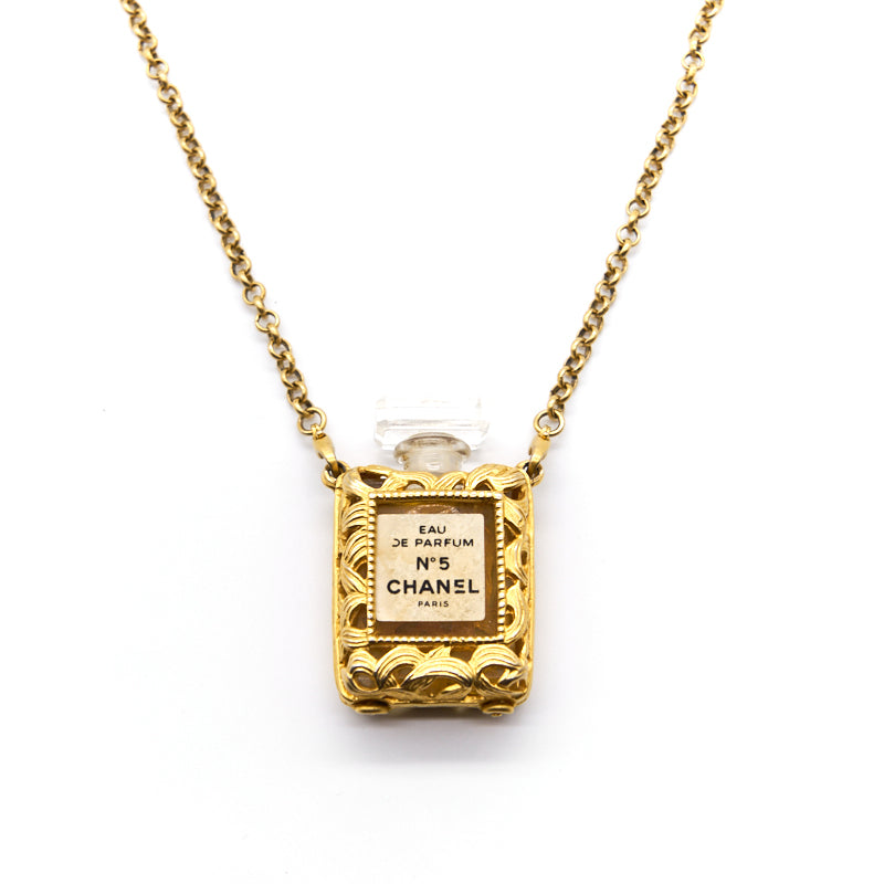 Chanel   CC Logos Gold Chain Perfume Pendant Necklace