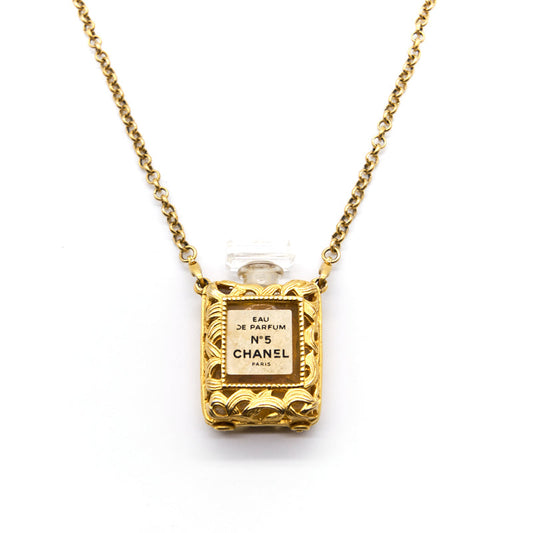 Chanel   CC Logos Gold Chain Perfume Pendant Necklace