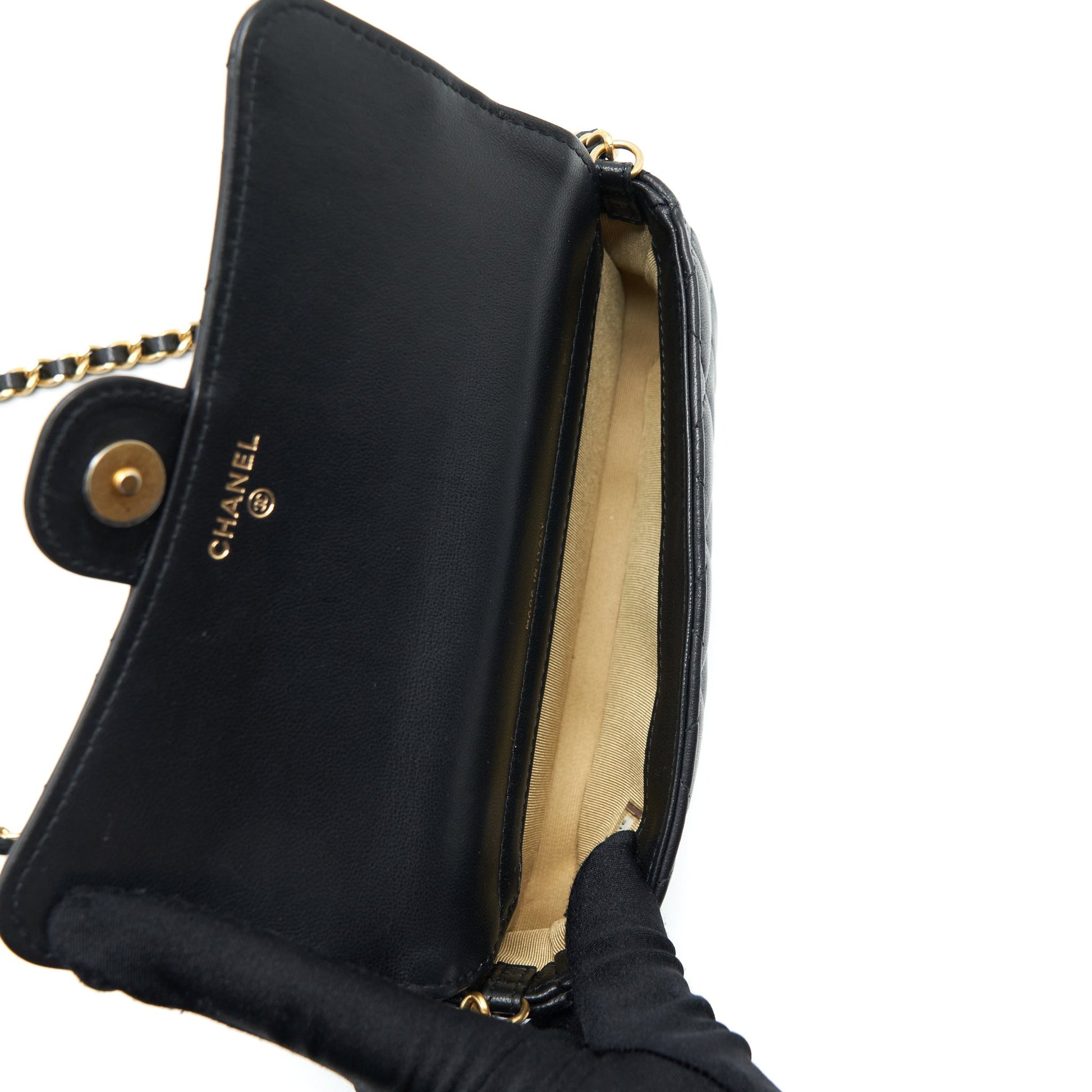 Chanel Limited Charm Double Layer Lambskin GHW Black Key Chain