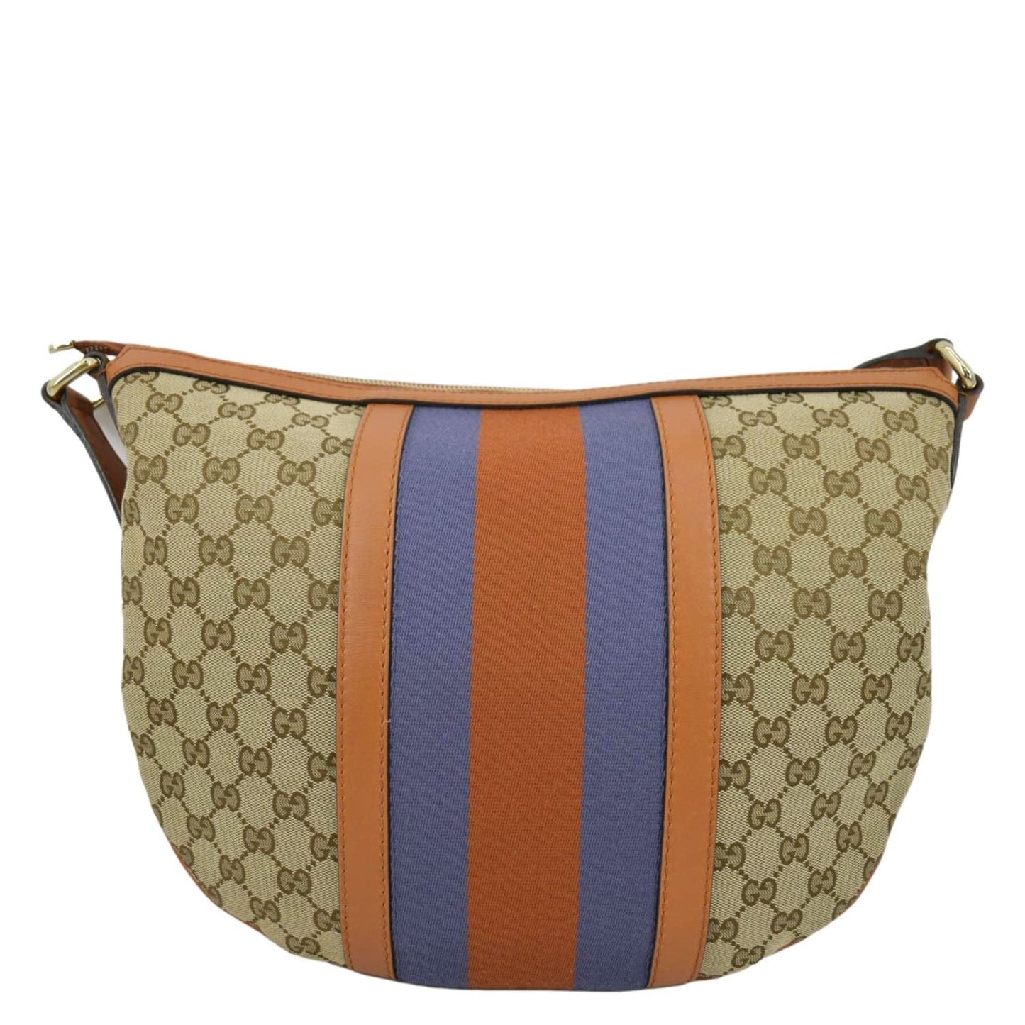 Gucci Half Moon Web Shoulder Bag Canvas Beige
