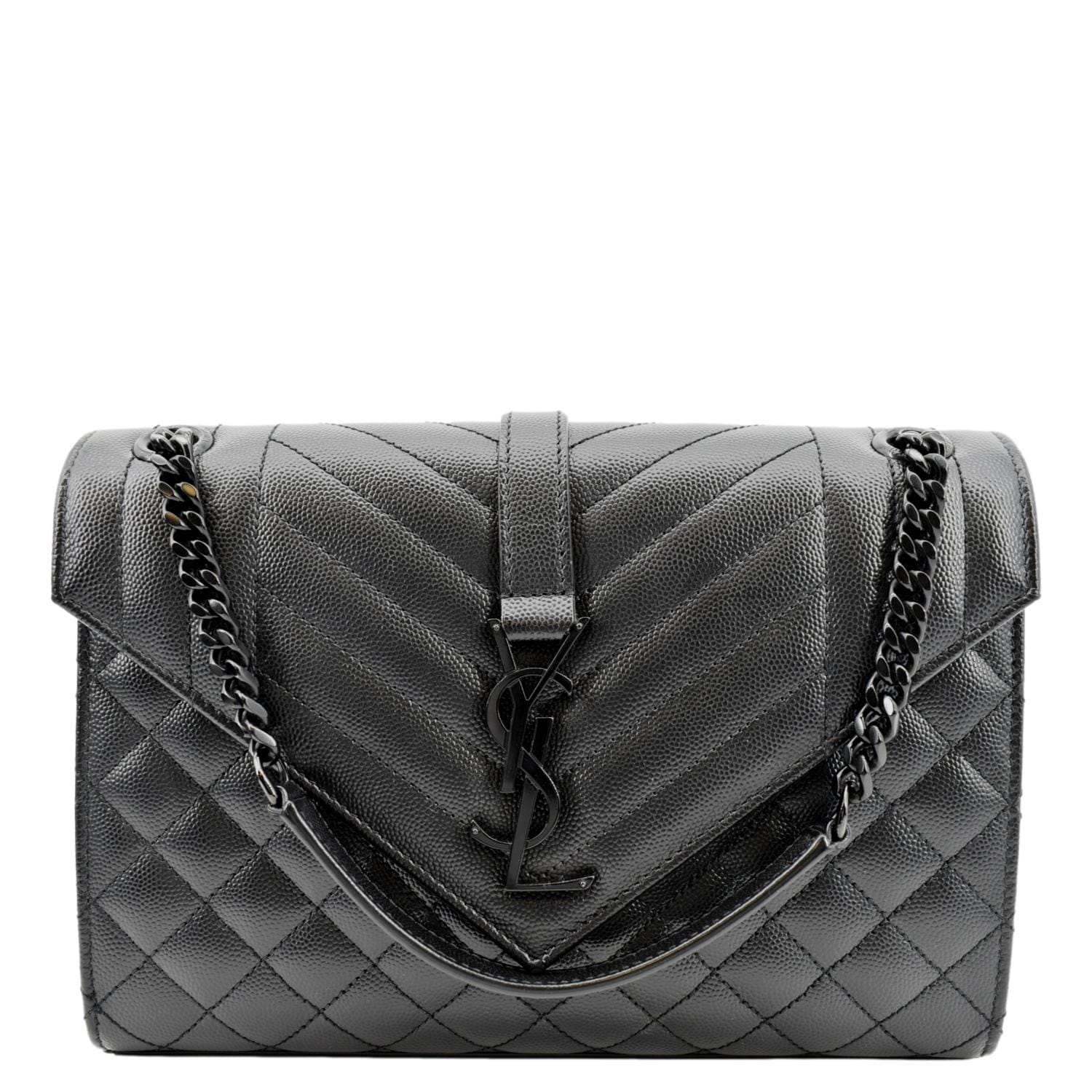 YSL Saint Laurent Yves Envelope Matelass Shoulder Bag Leather Black Small Laurent Small Envelope
