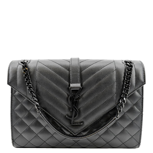 YSL Saint Laurent Yves Envelope Matelass Shoulder Bag Leather Black Small Laurent Small Envelope