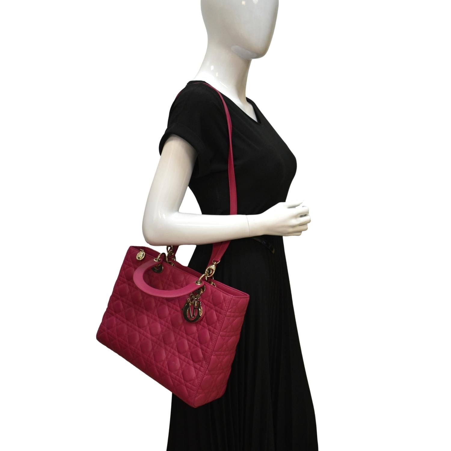 Dior Lady Cannage Lambskin Shoulder Bag Pink Large