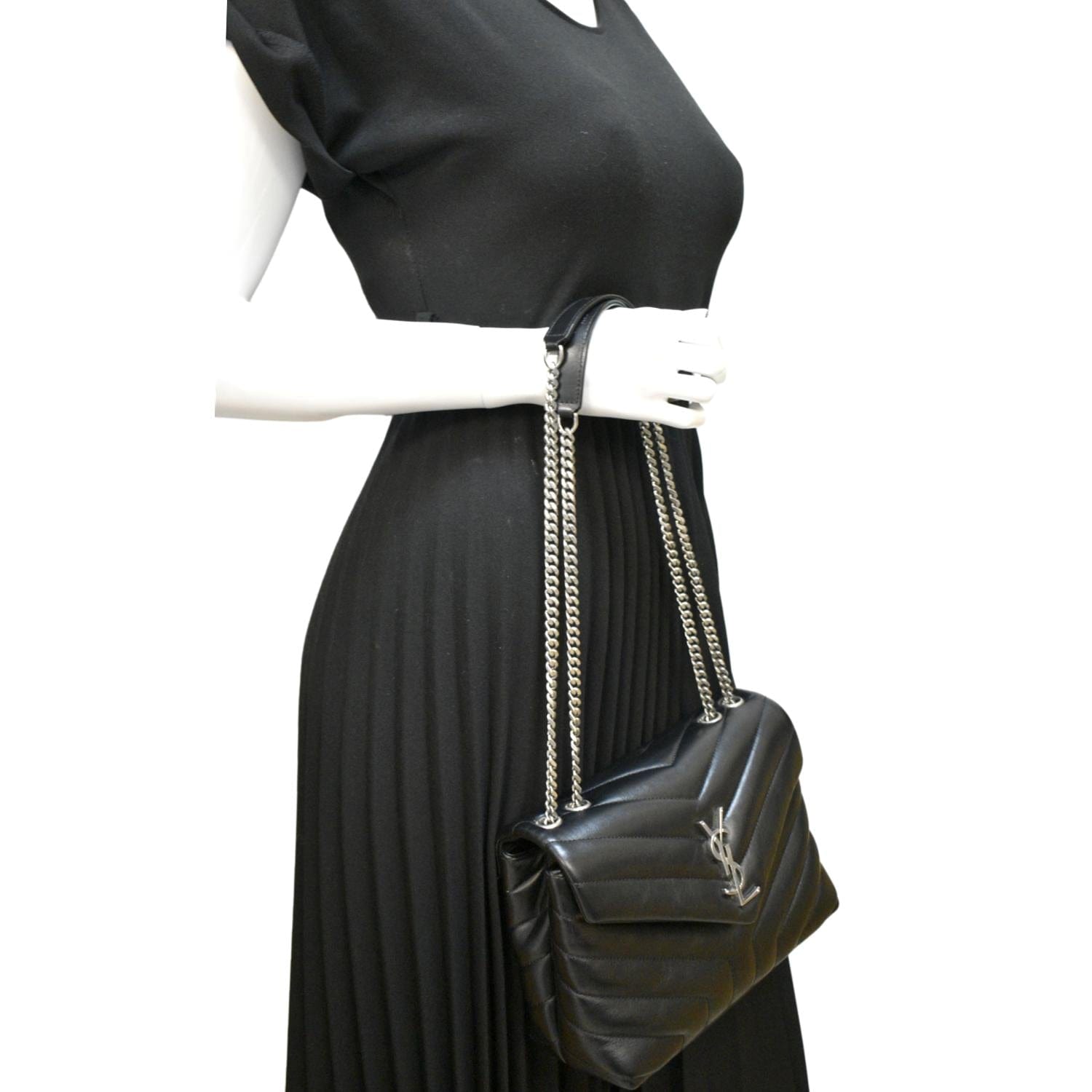 YSL Saint Laurent Yves Loulou Shoulder Bag Leather Matelasse Black Laurent Loulou 1