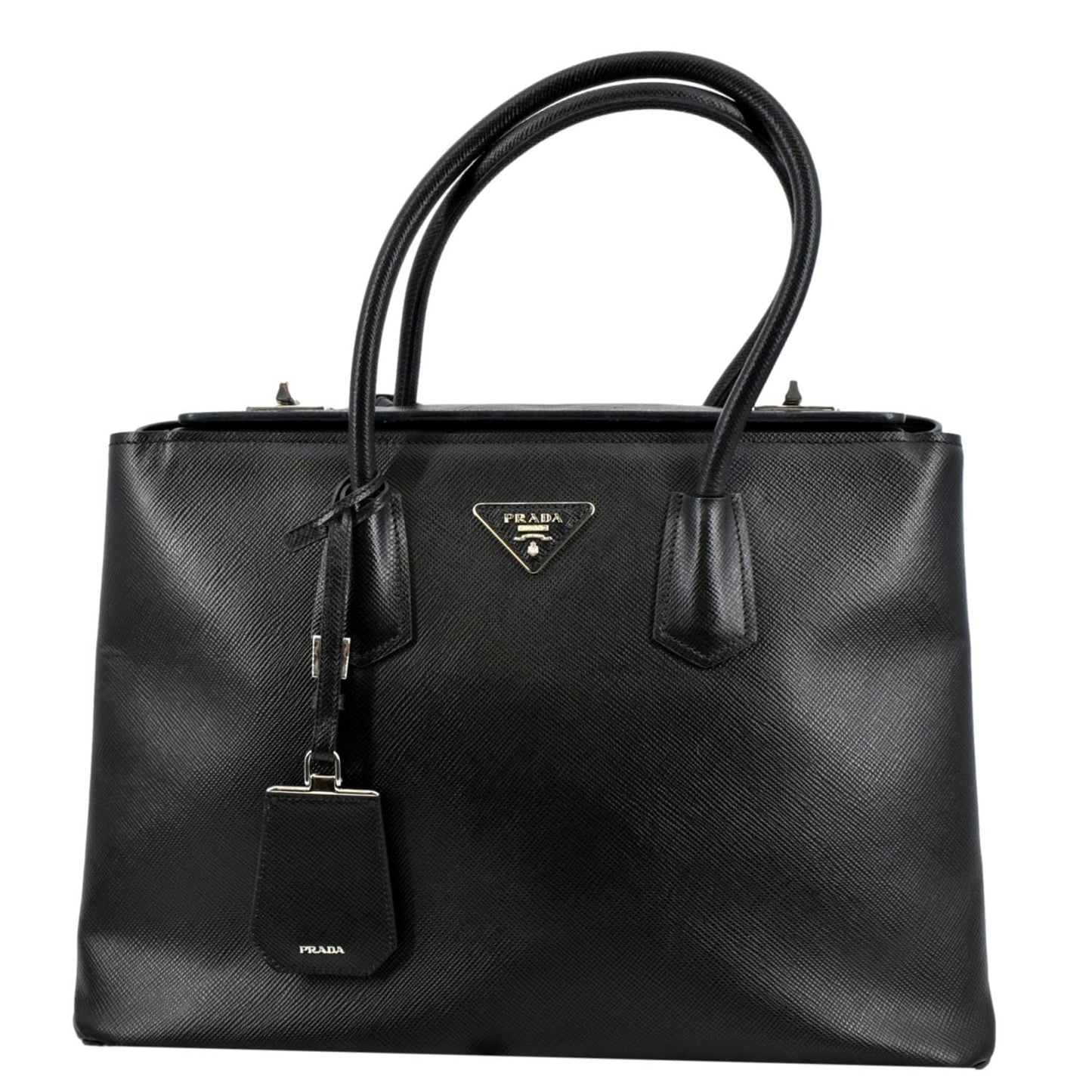 Turnlock Saffiano Cuir Shoulder Bag Leather Black