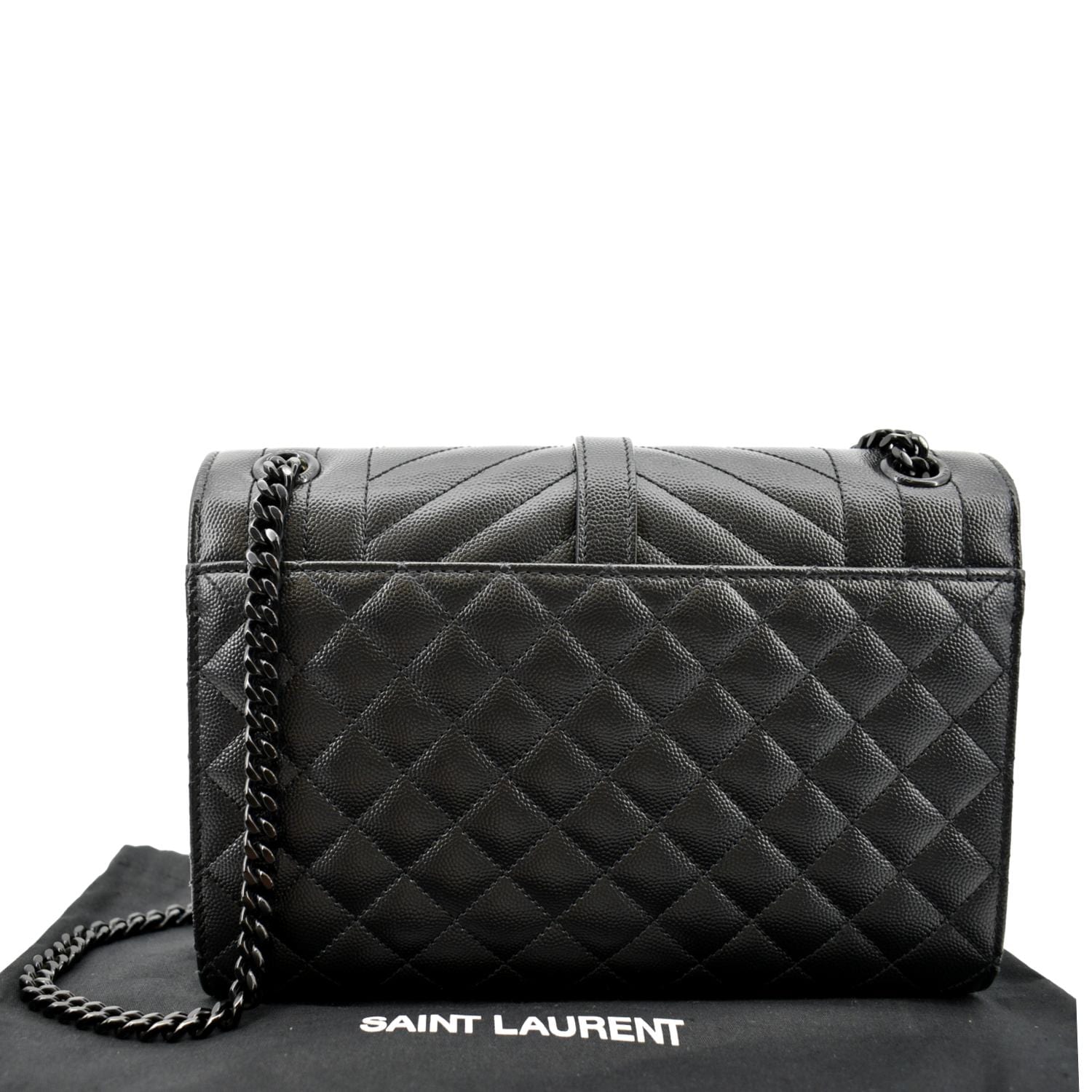 YSL Saint Laurent Yves Envelope Matelass Shoulder Bag Leather Black Small Laurent Small Envelope