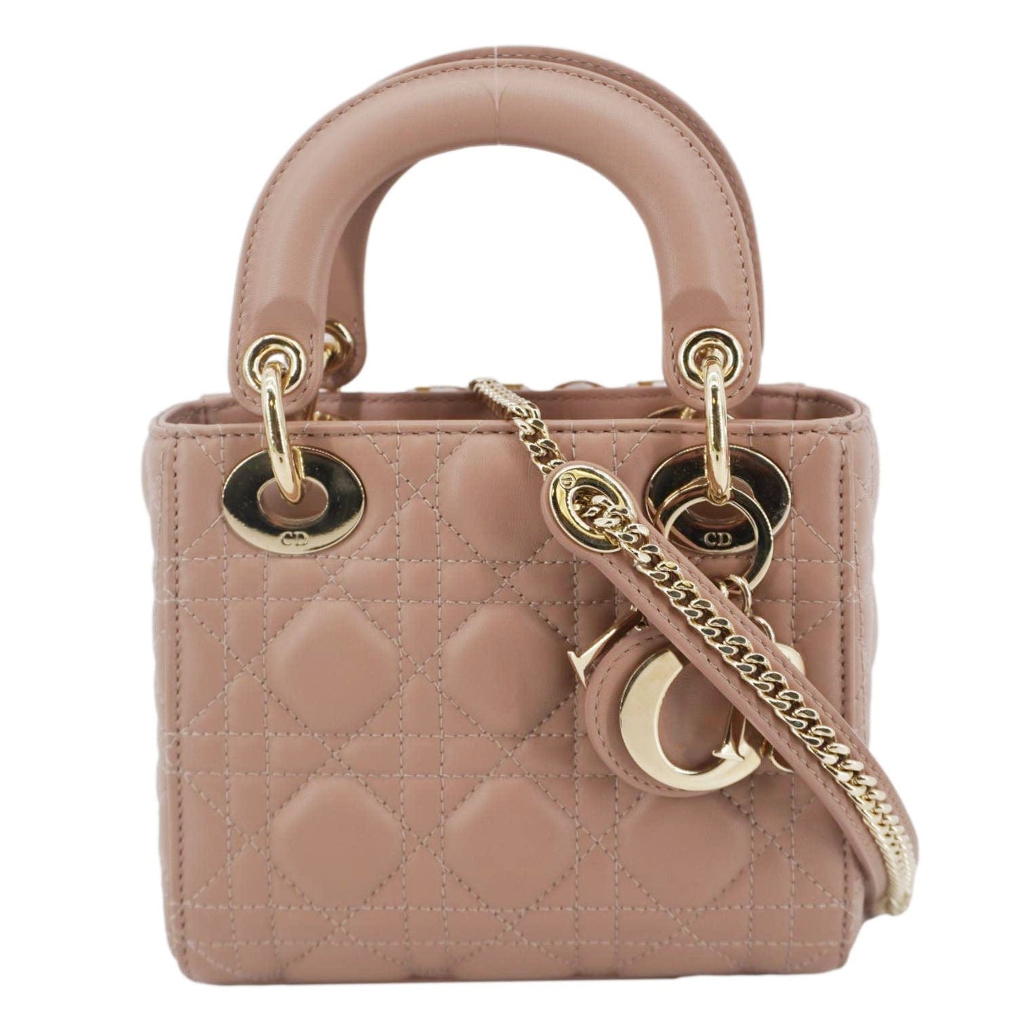 Dior Lady Cannage Crossbody Bag Rose Leather Mini