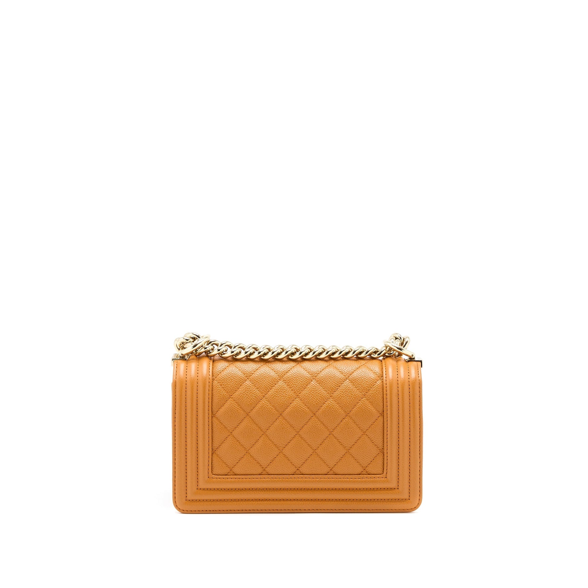 Chanel Boy Caviar 21A NC630 Caramel LGHW Small Handbag