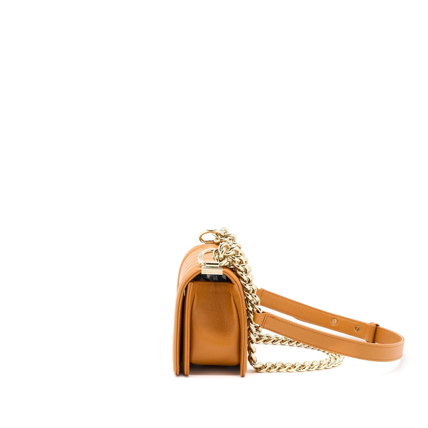 Chanel Boy Caviar 21A NC630 Caramel LGHW Small Handbag