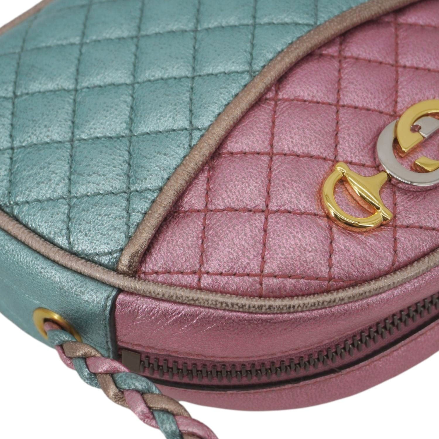 GUCCI Trapuntata Mini Zumi Dome Laminated Nappa Leather Crossbody Bag pink 534951