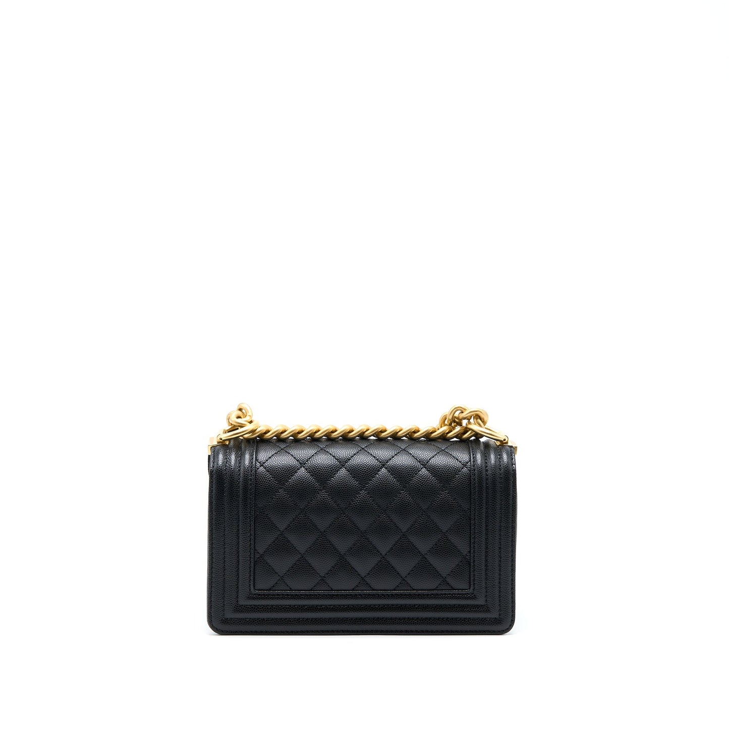 Chanel Boy Caviar Brushed GHW Microchip Black Small Handbag Brushed Ghwmicrochip