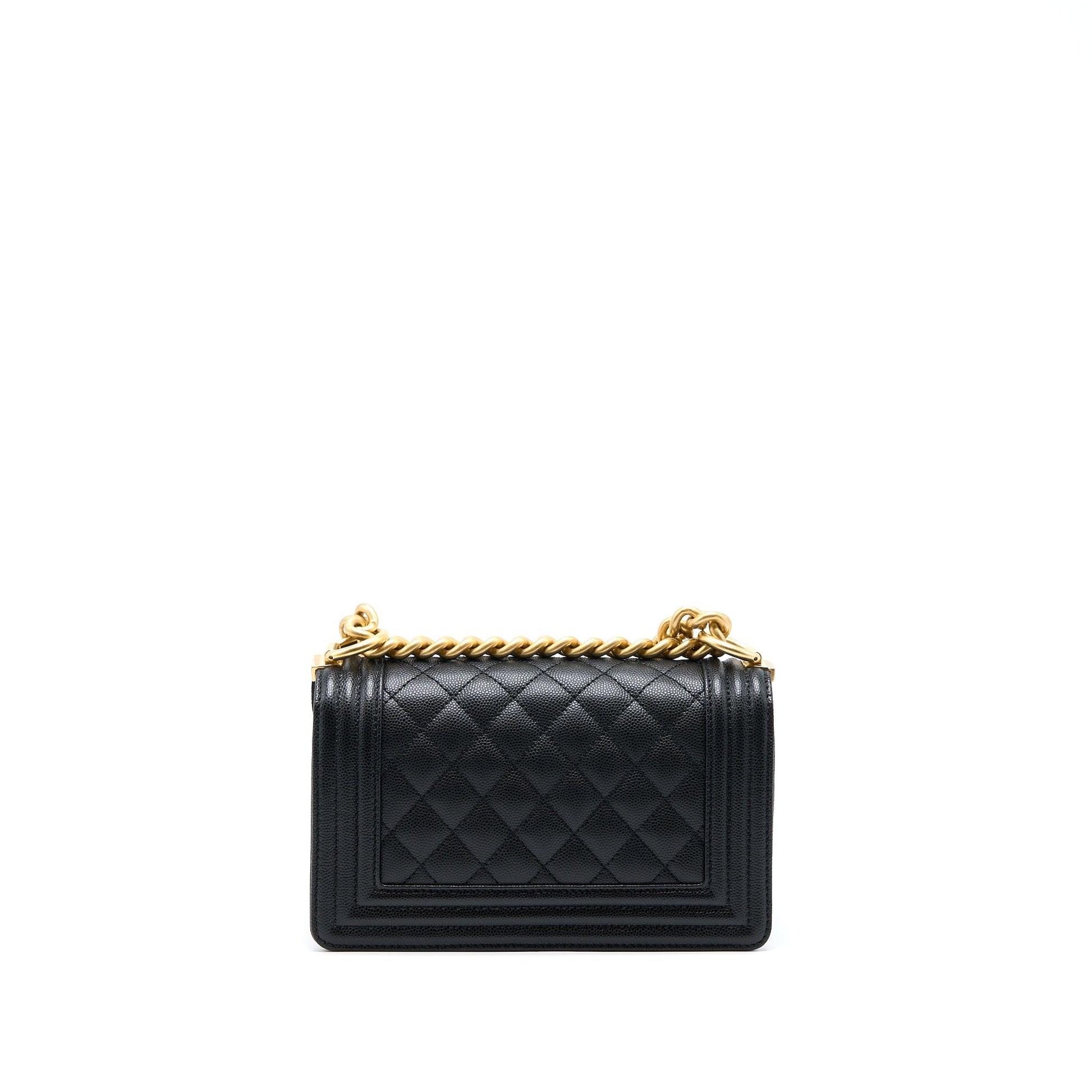Chanel Boy Caviar Brushed GHW Microchip Black Small Handbag Brushed Ghwmicrochip