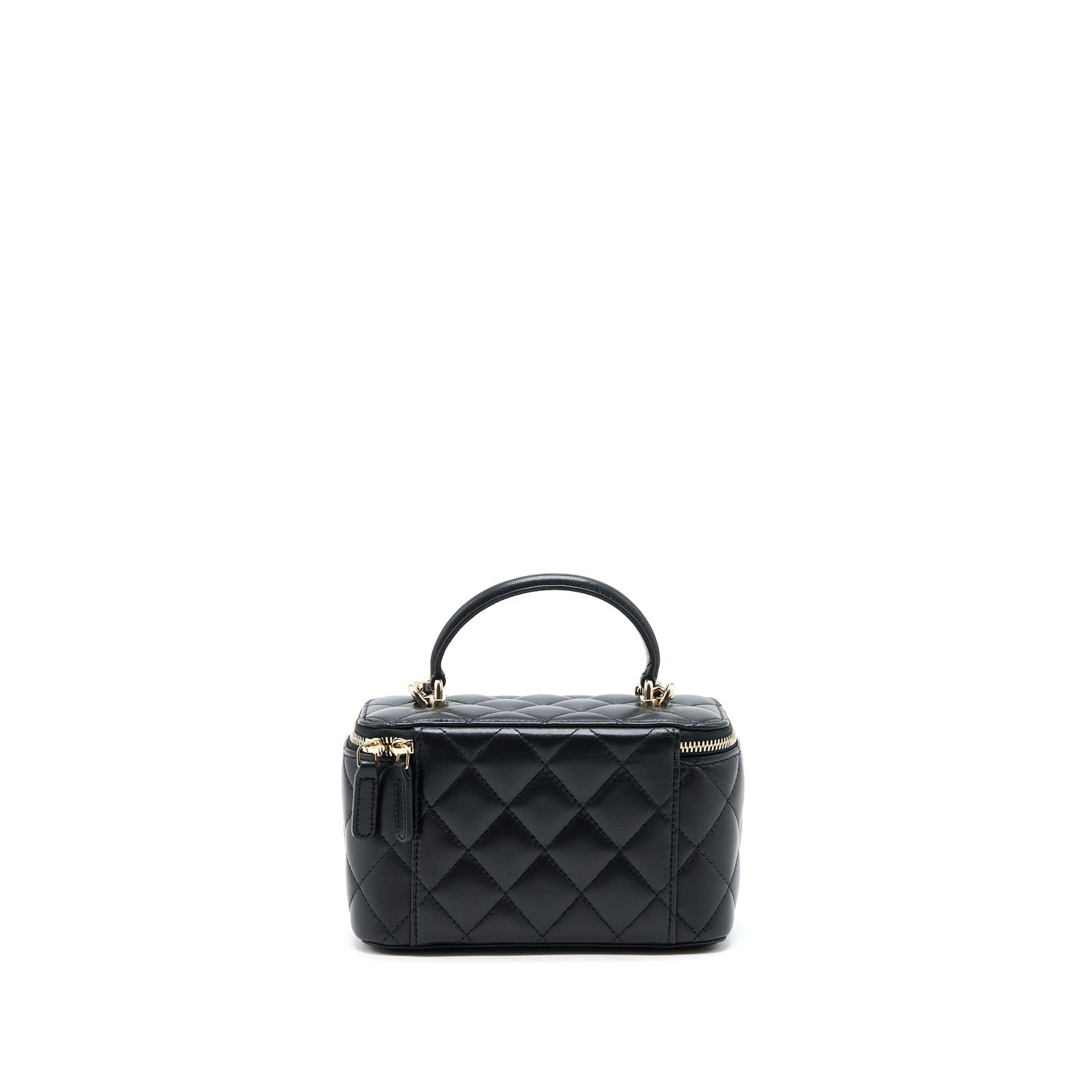 Chanel 22A Top Handle Long Vanity Lambskin Black Handbag Lghw 3