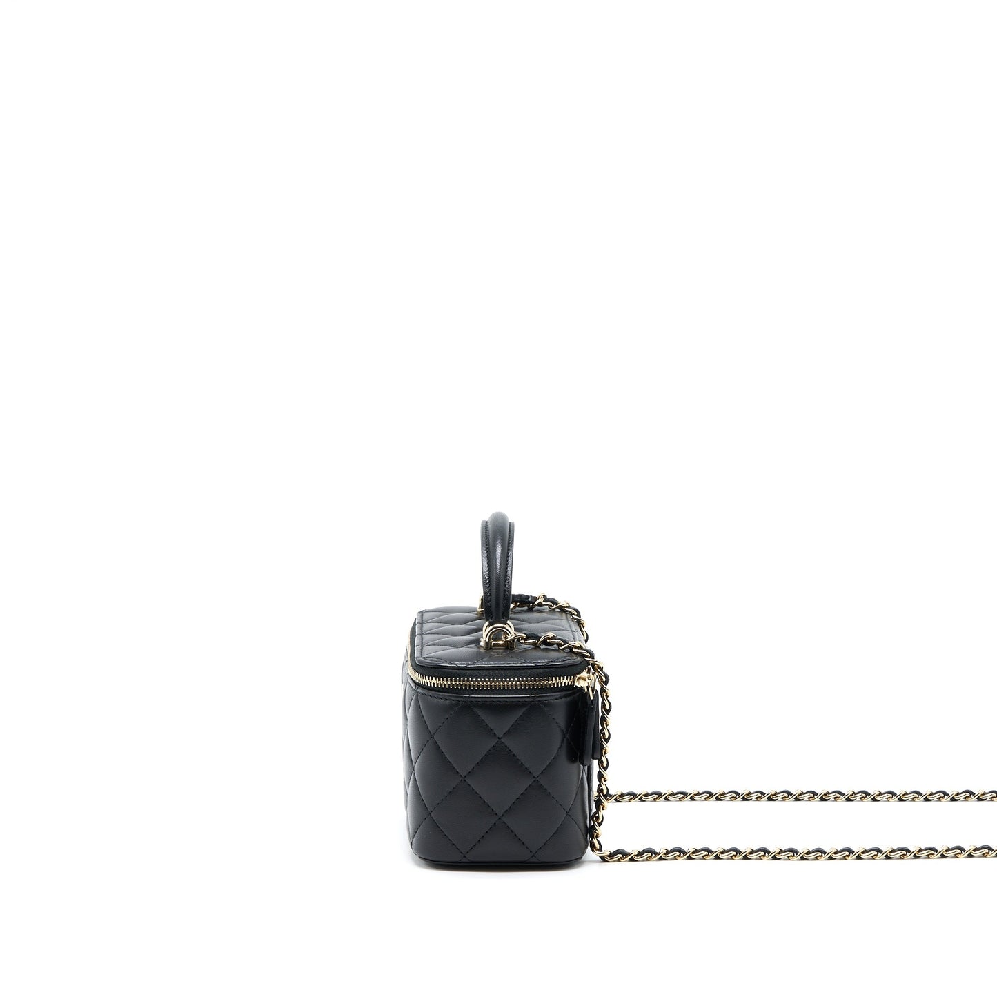 Chanel 22A Top Handle Long Vanity Lambskin Black Handbag Lghw 3