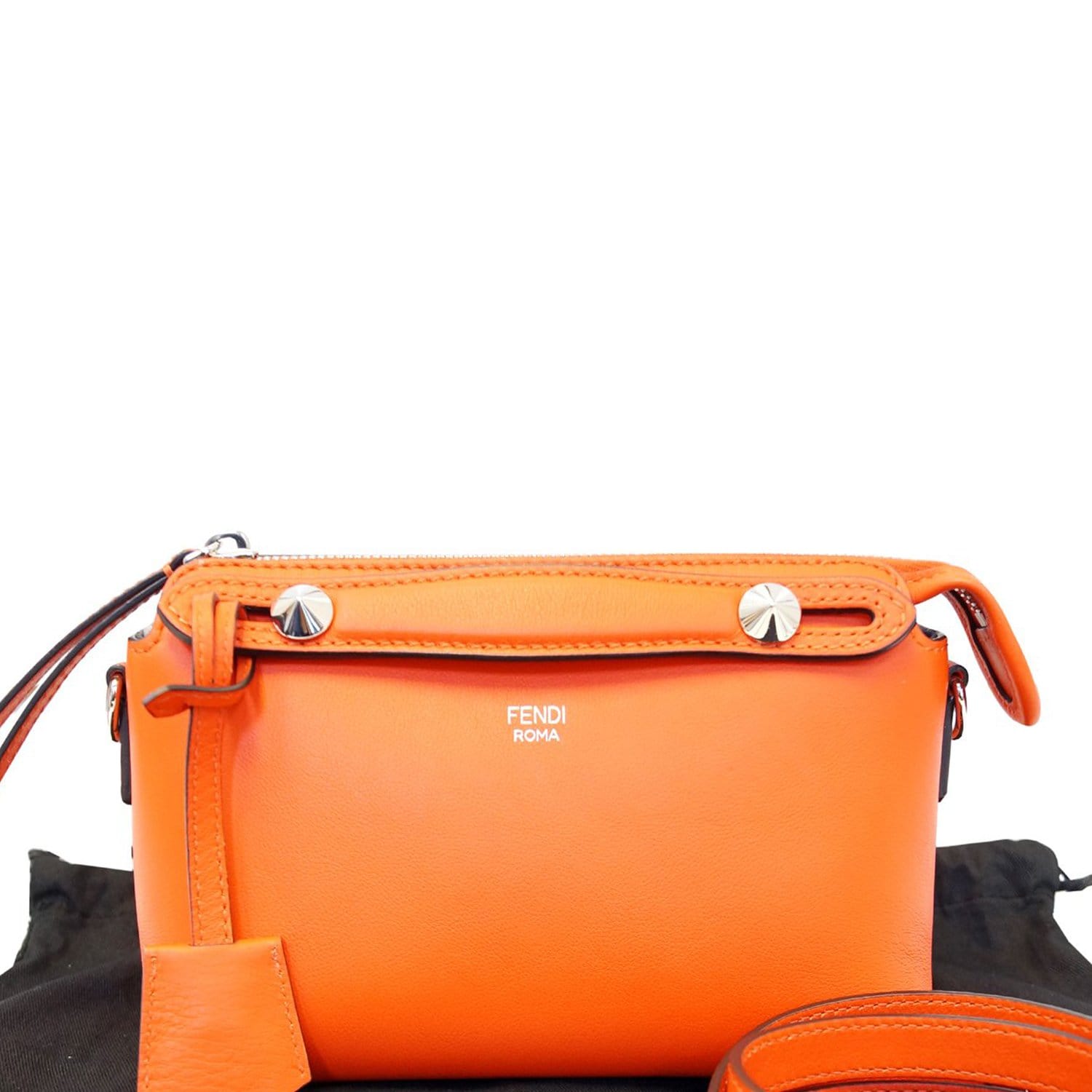 Fendi By The Way Shoulder Crossbody Bag Leather Orange Mini Shoulder Bag