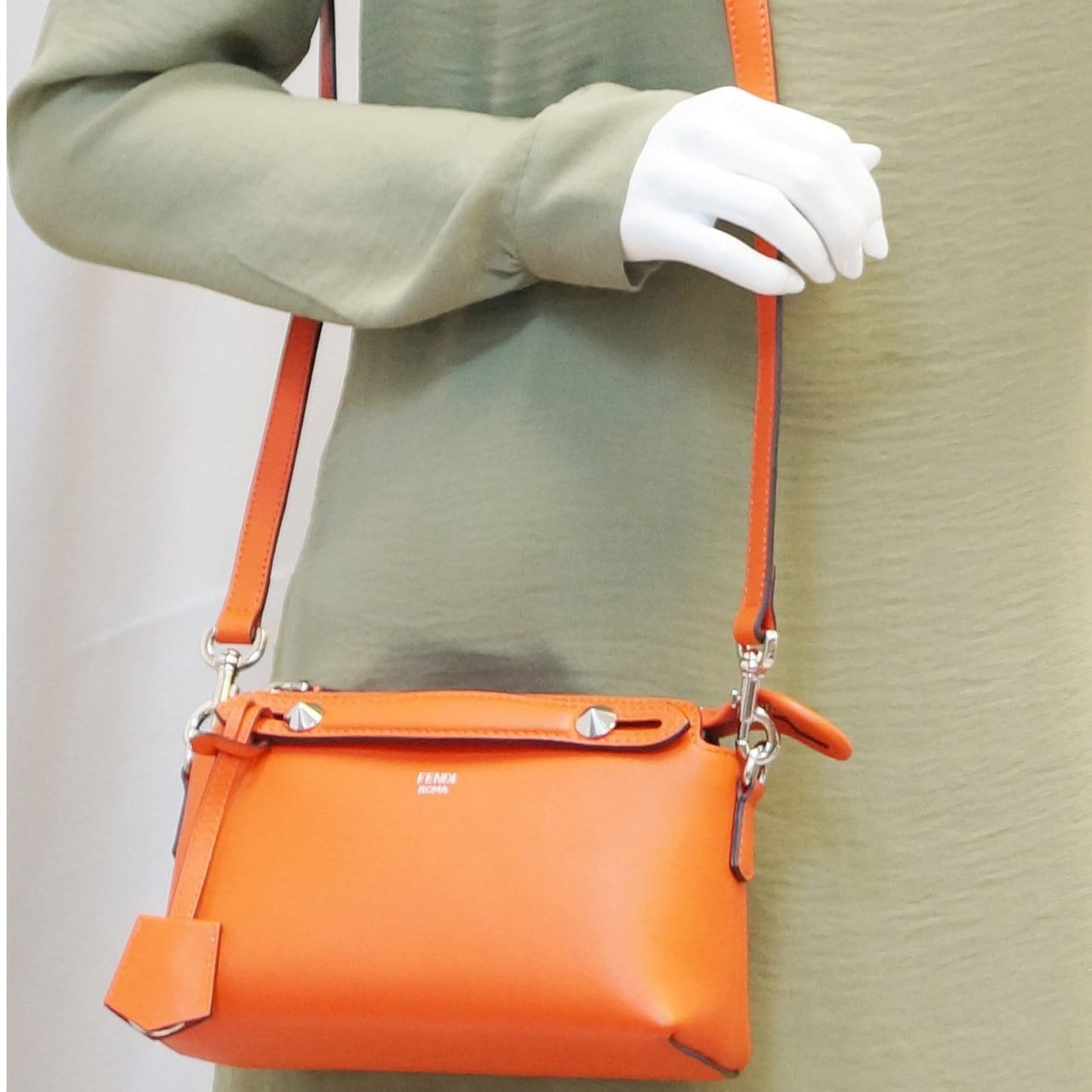 Fendi By The Way Shoulder Crossbody Bag Leather Orange Mini Shoulder Bag