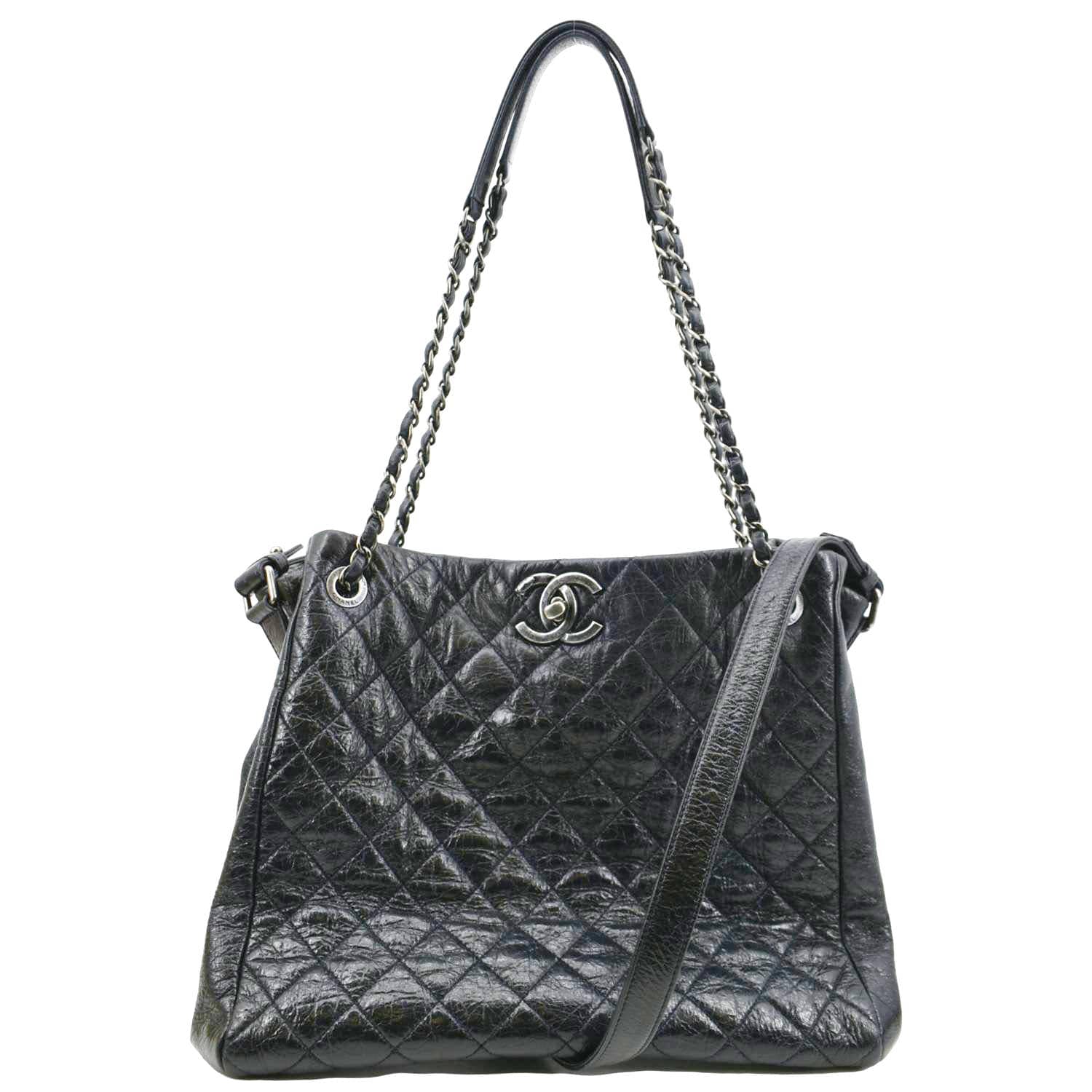 Chanel Glazed Aged Distressed Calfskin Blue Travel Bag