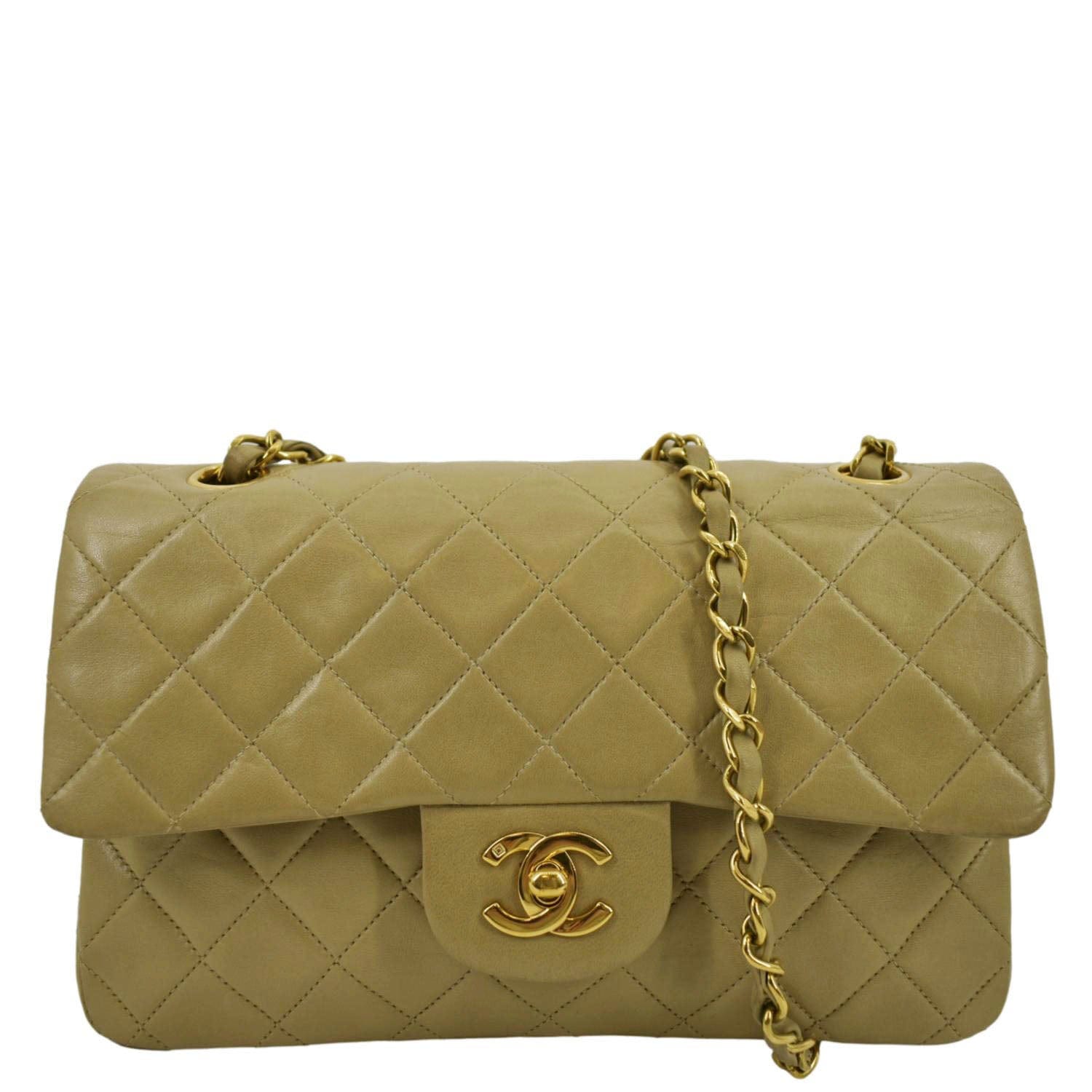 Chanel Classic Double Flap Leather Beige Travel Bag