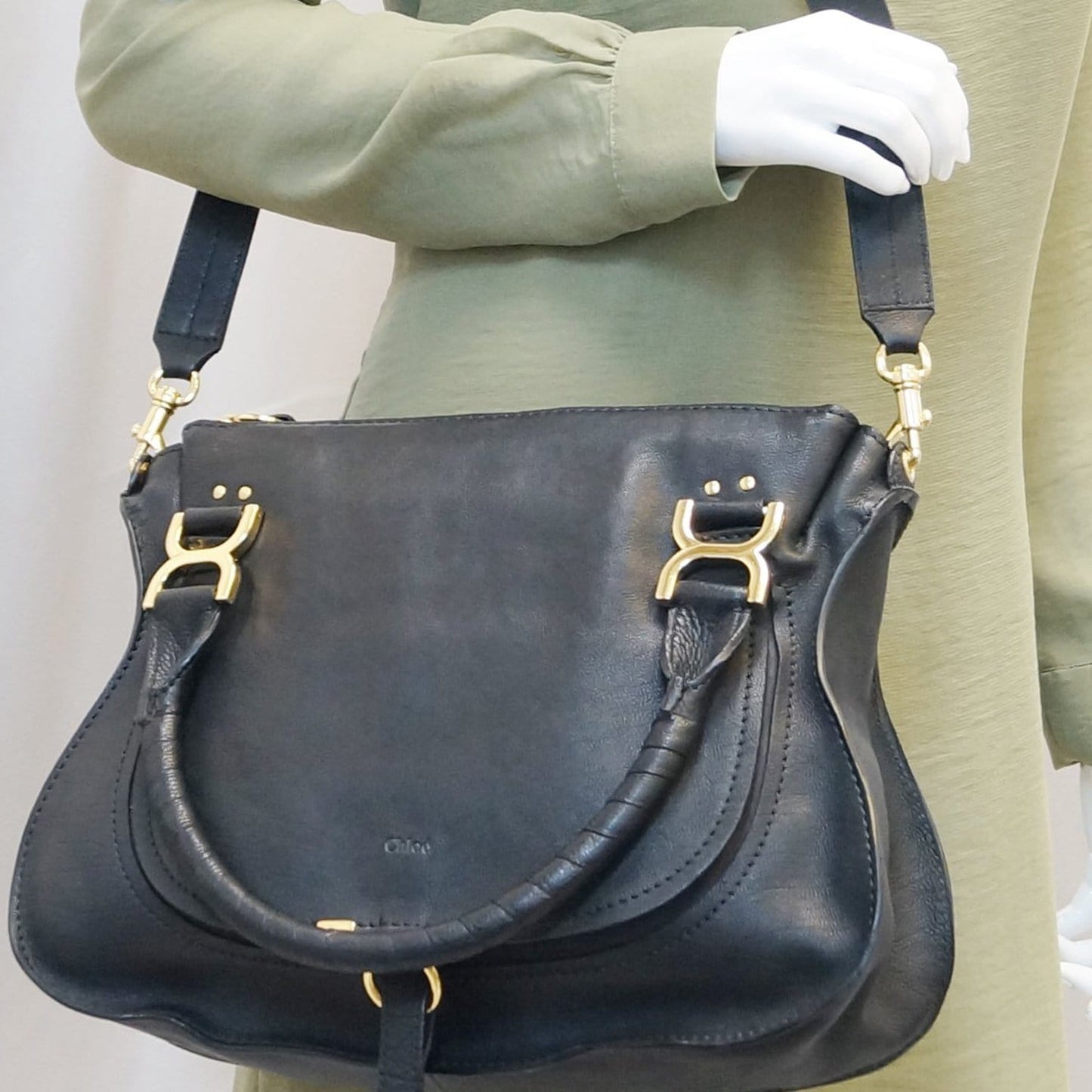 Chloe Marcie Shoulder Handbag Leather Black Shoulder Bag