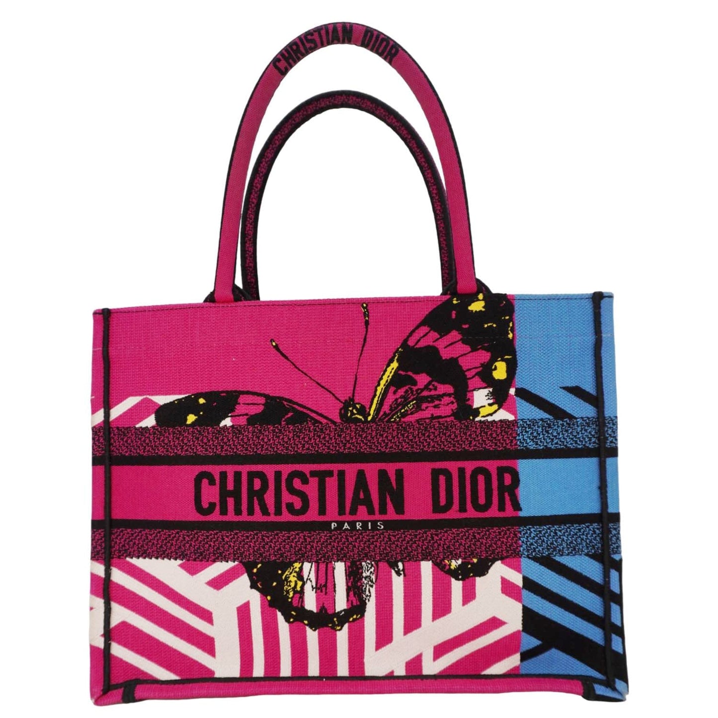 Dior Butterfly Book Tote Bag Canvas Pink