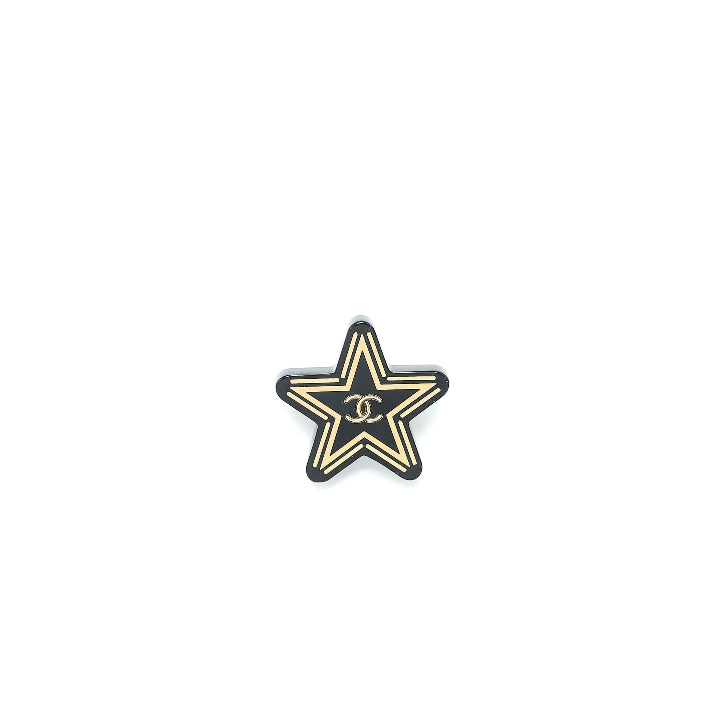 Chanel Star Brooch Tone Black Gold Handbag