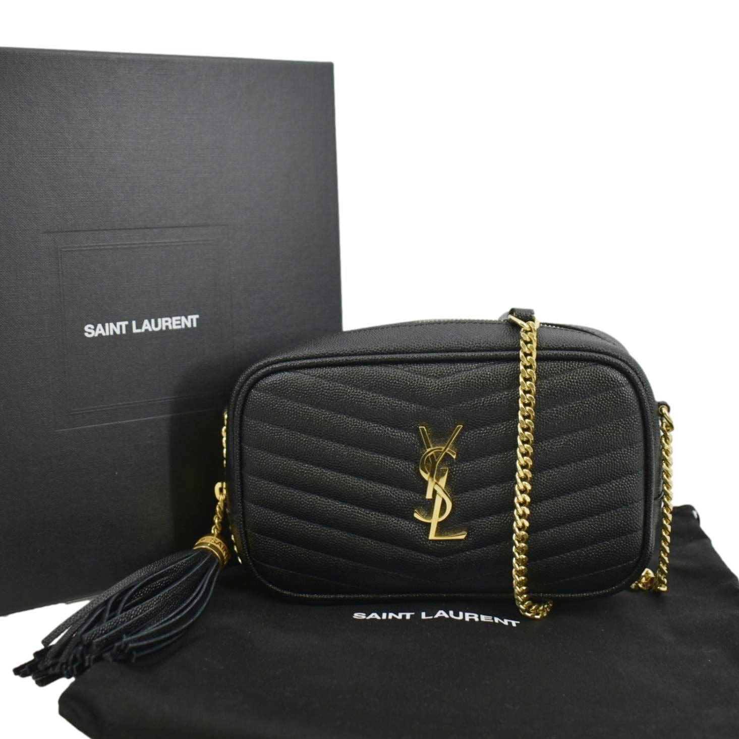 YSL Saint Laurent Yves Lou Chevron Camera Crossbody Bag Leather Black Camera Bag 5