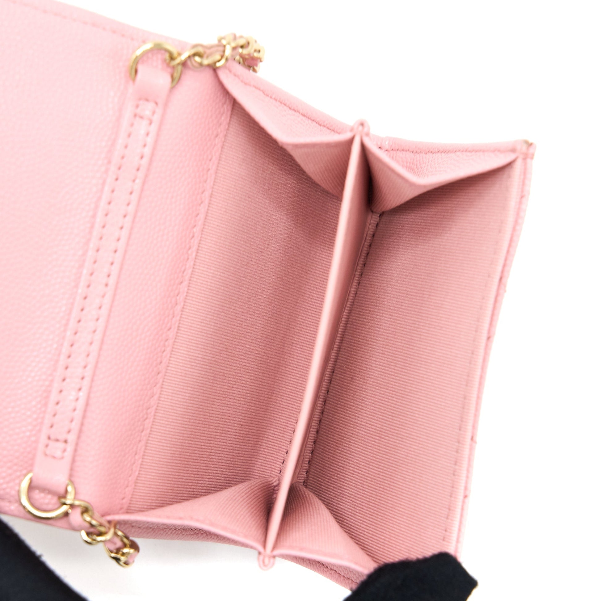 Chanel 22C Flap Card Holder Caviar LGHW Pink Wallet Case