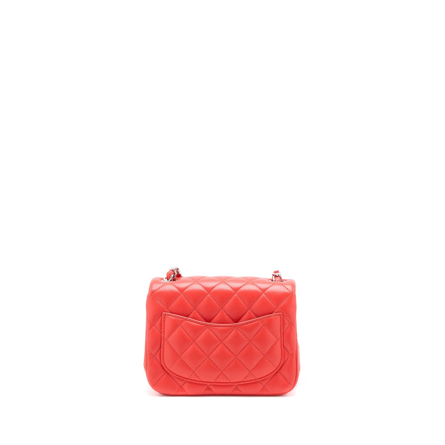 Chanel Square Flap Lambskin SHW Red Orange Shoulder Bag