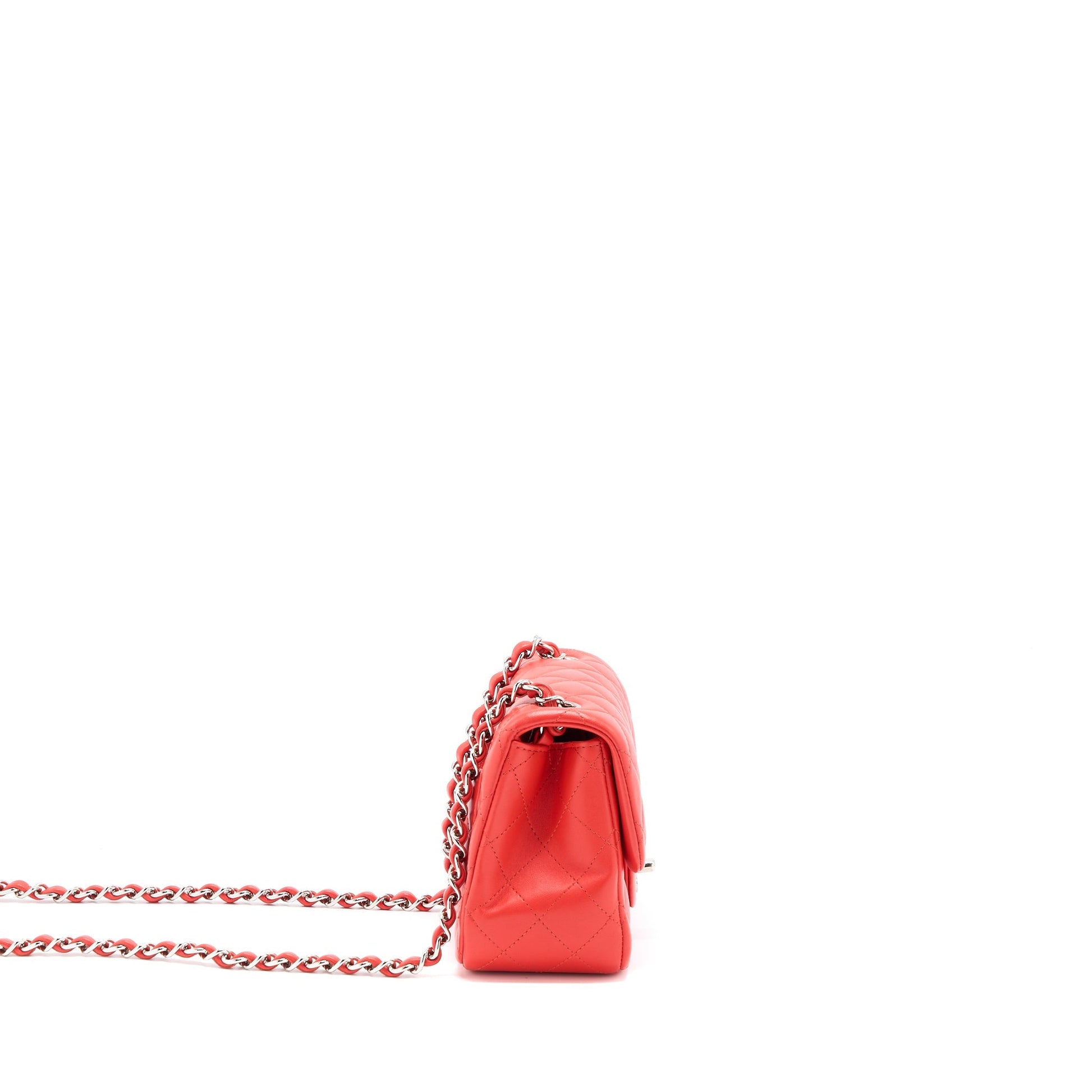 Chanel Square Flap Lambskin SHW Red Orange Shoulder Bag