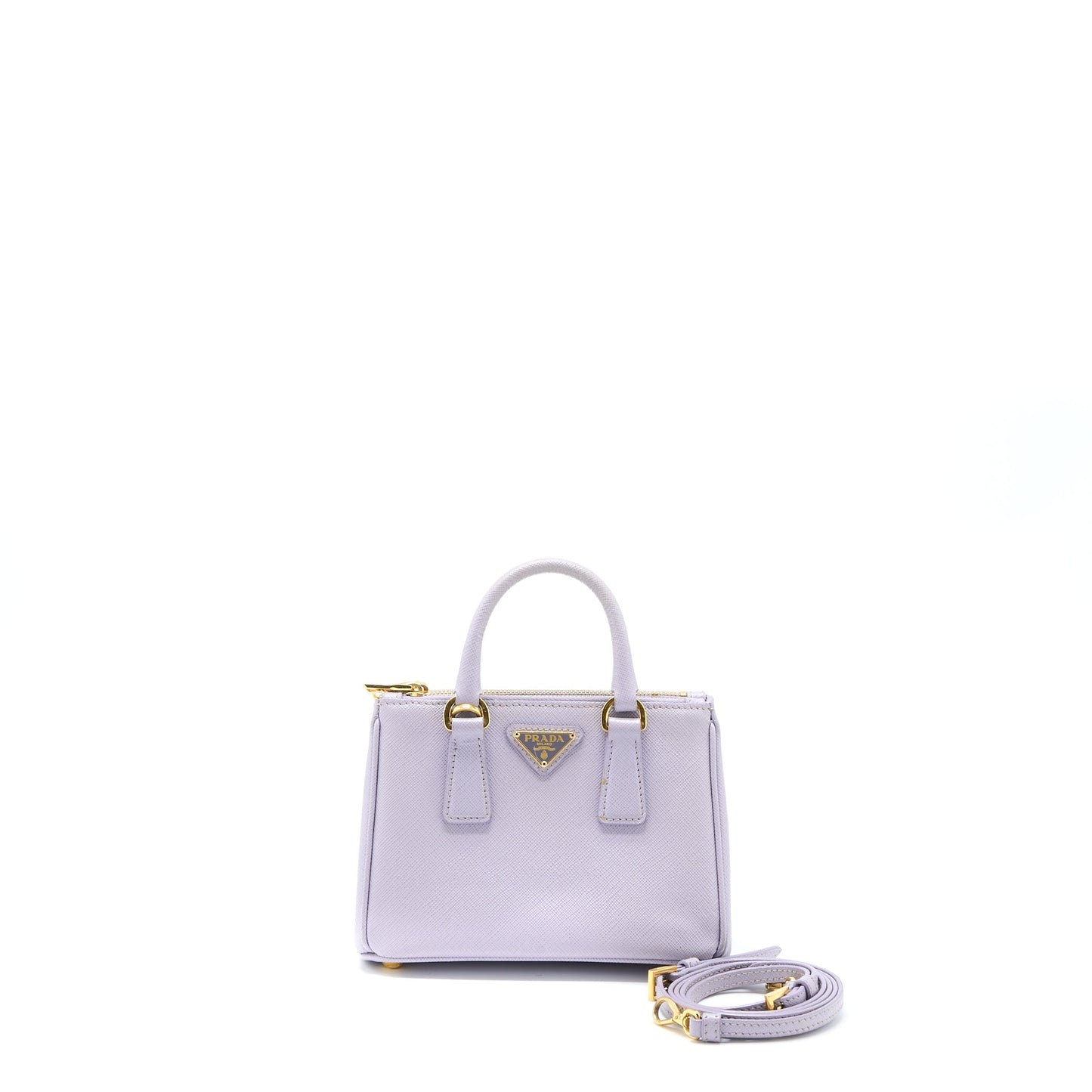 Prada Galleria Saffiano Purse Light Purple Handbag Leather Mini Travel Bag