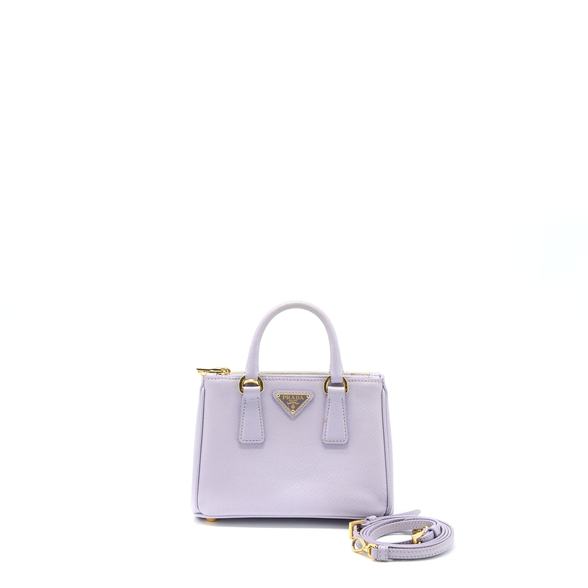 Prada Galleria Saffiano Purse Light Purple Handbag Leather Mini Travel Bag
