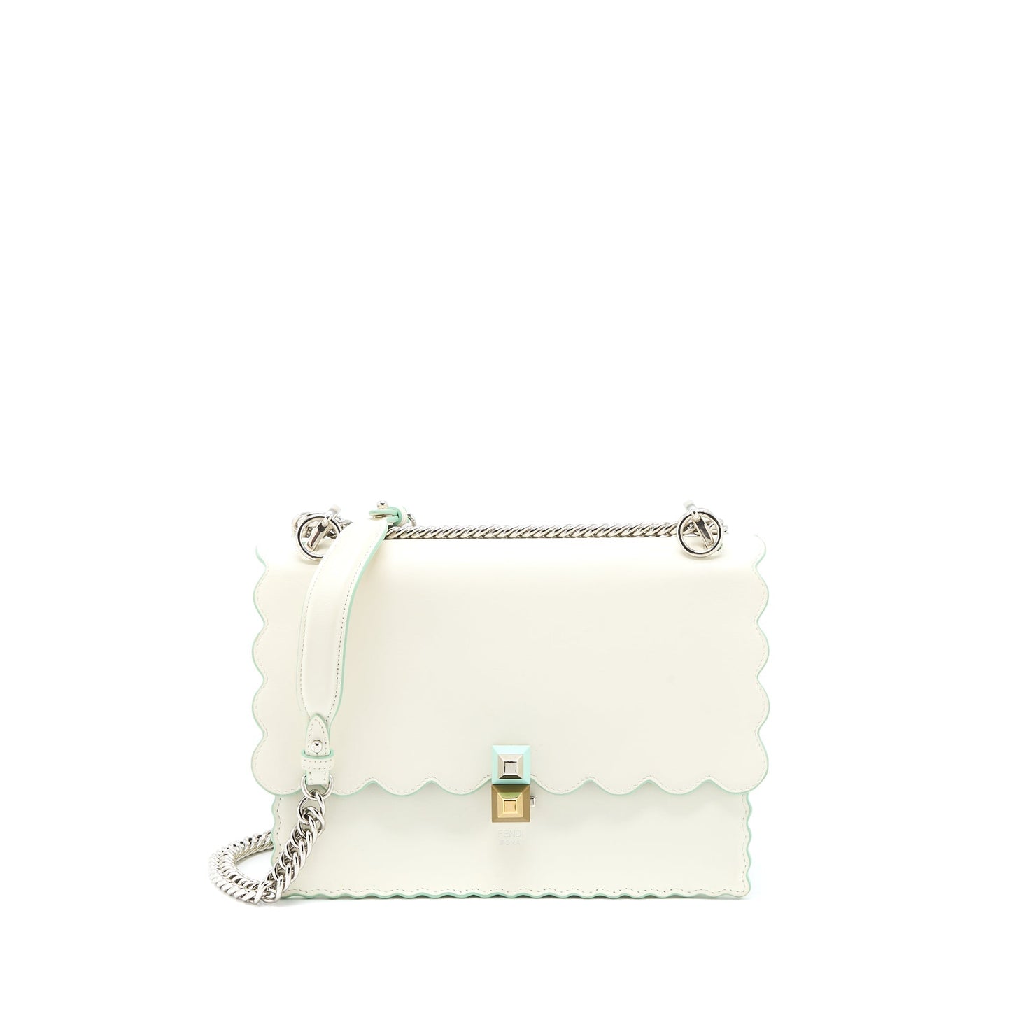 Fendi Kan Purse Calfskin White Travel Bag