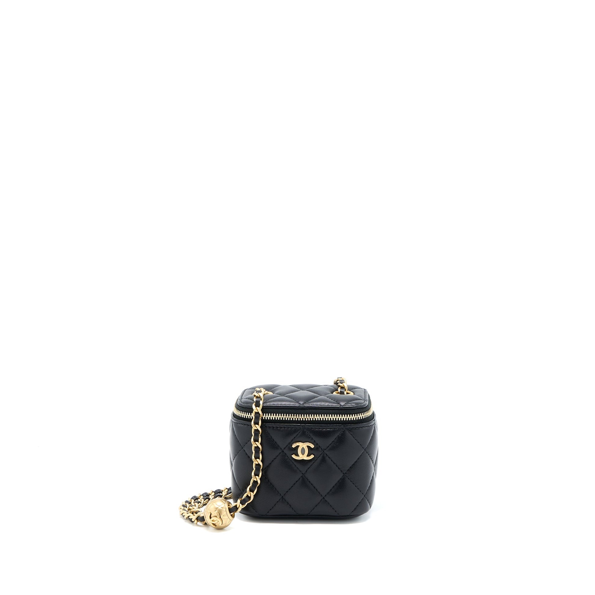 Chanel Pearl Crush Vanity Lambskin LGHW Black Mini Bag