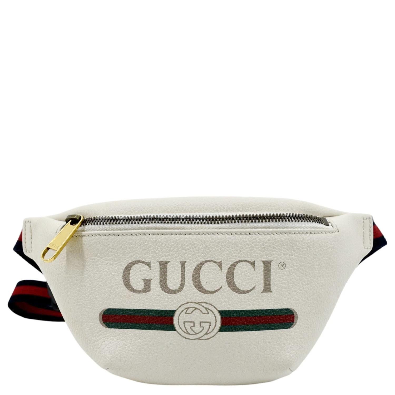 Gucci Print Belt Waist Bum Bag Leather White Accessory