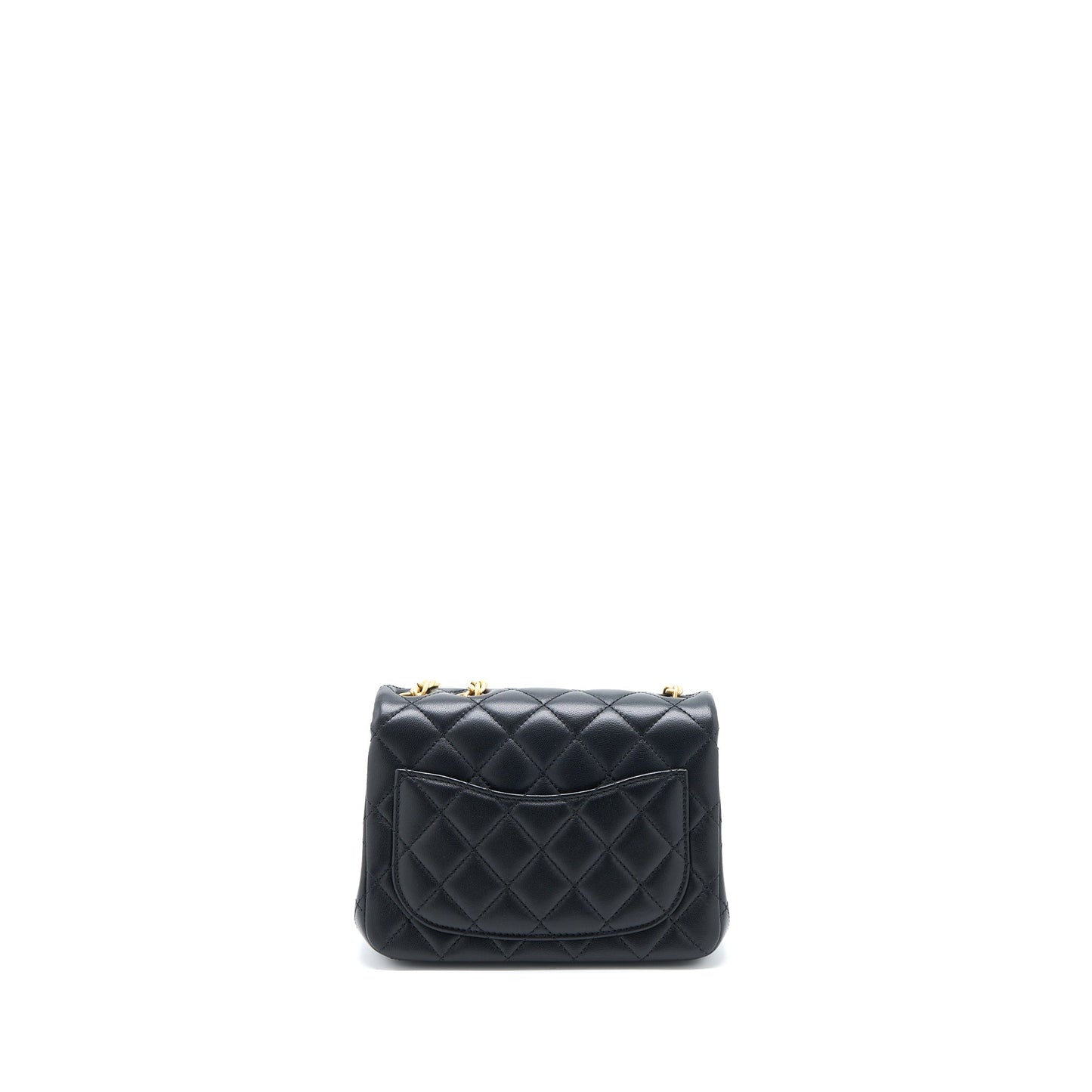 Chanel 23S Camellia Square Flap Lambskin Brushed Black Shoulder Bag
