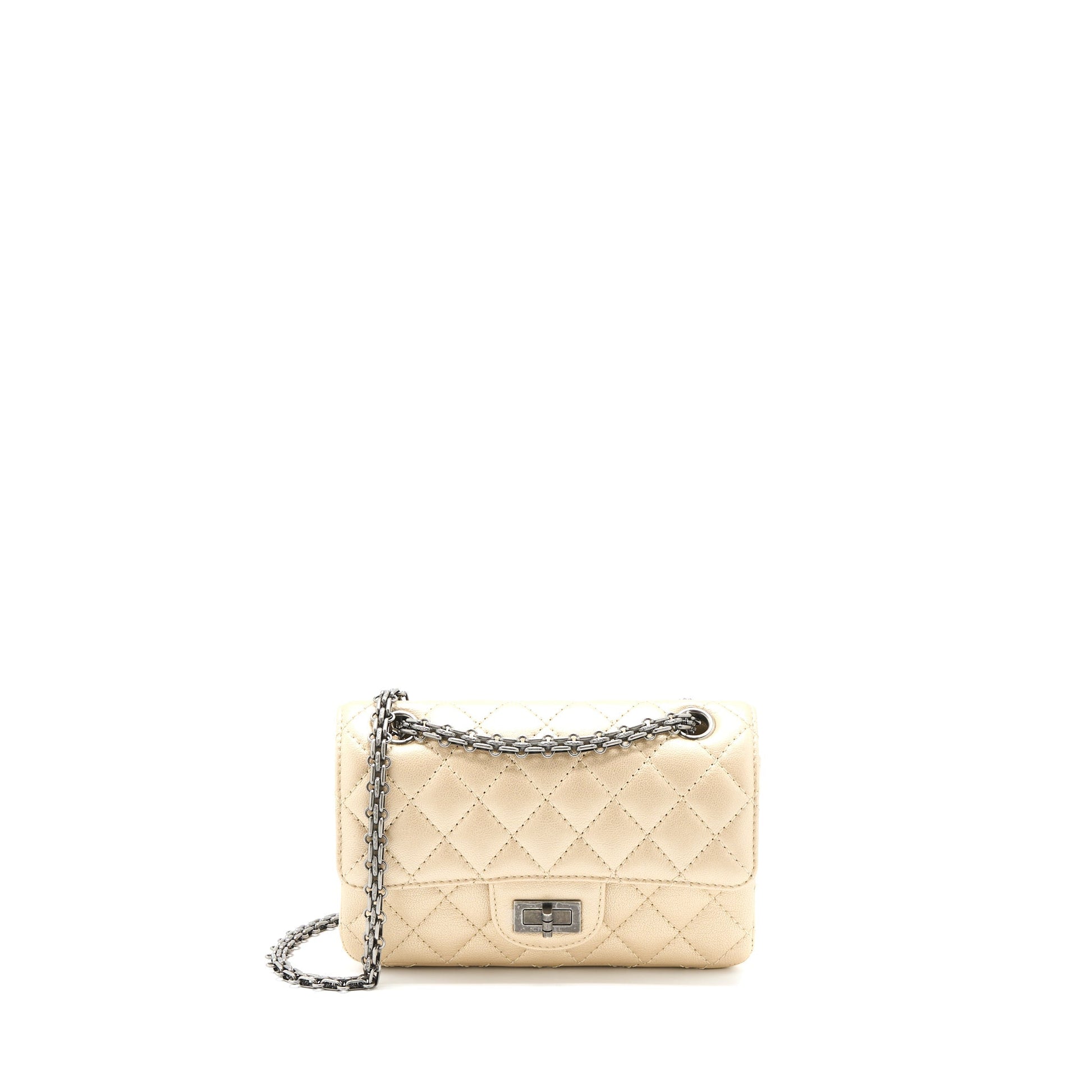 Chanel 2.55 Reissue Flap Lambskin Light Ruthenium Beige Shoulder Bag