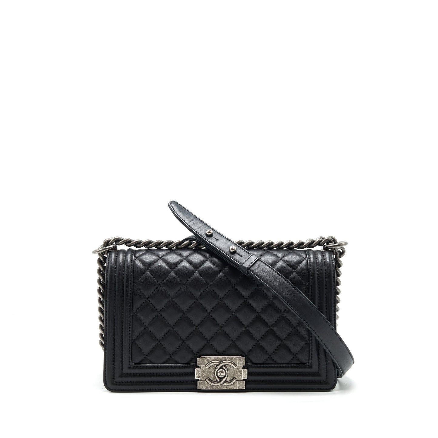 Chanel boy Lambskin Ruthenium SHW Black Handbag