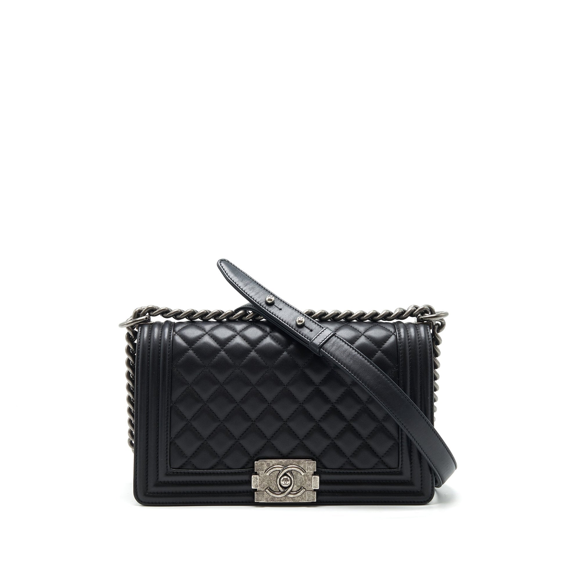 Chanel boy Lambskin Ruthenium SHW Black Handbag