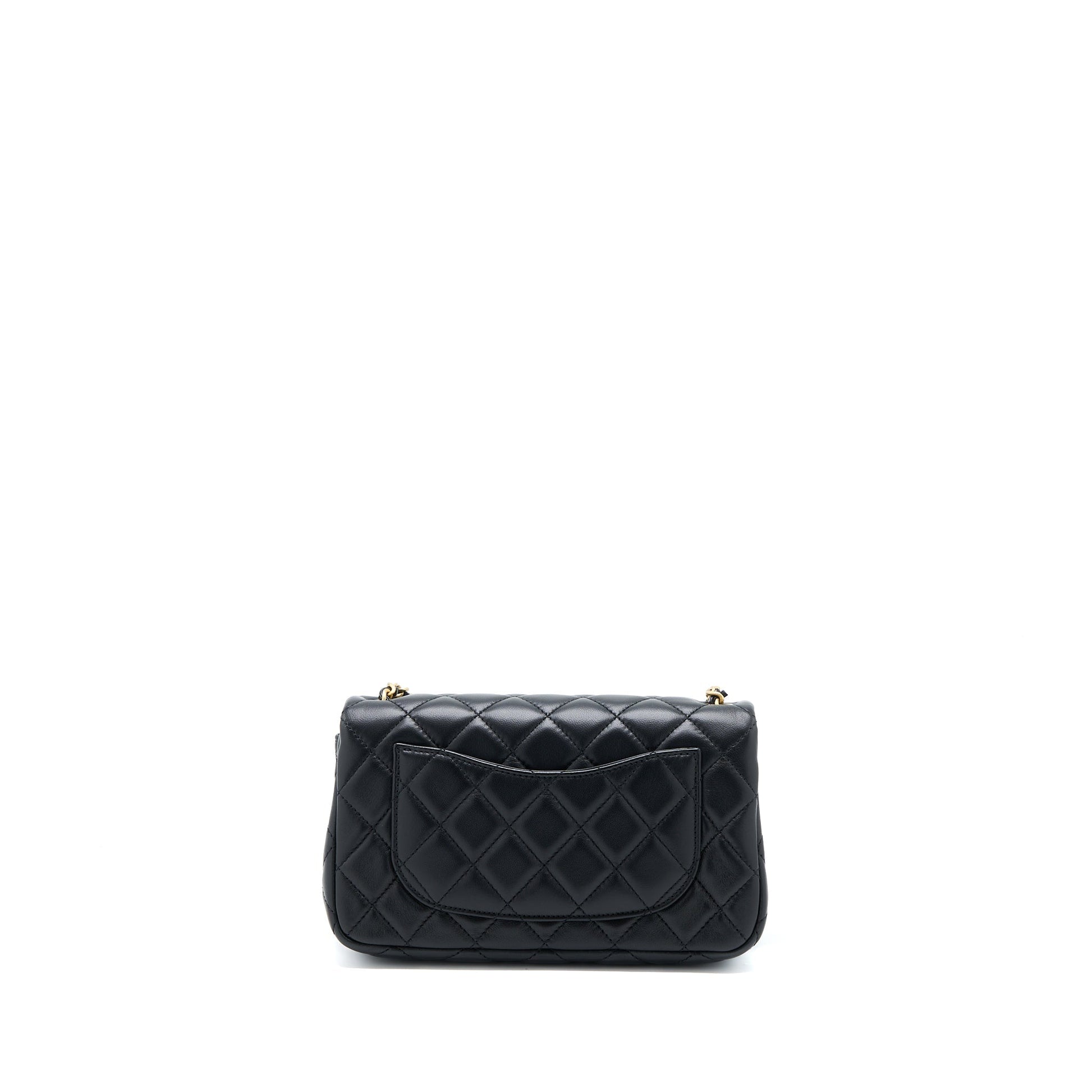 Chanel Pearl Crush Rectangular Flap Lambskin Brushed Black Shoulder Bag