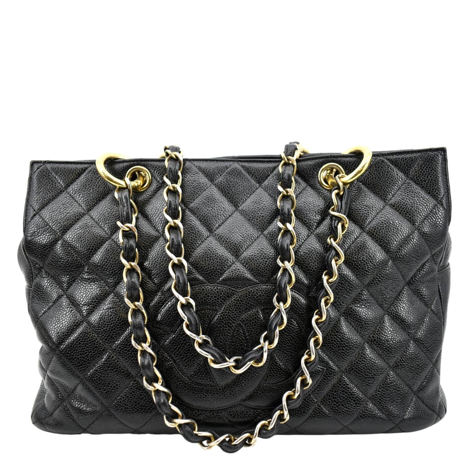Chanel Grand Shopping Caviar GST Leather Black Travel Bag Tote 3
